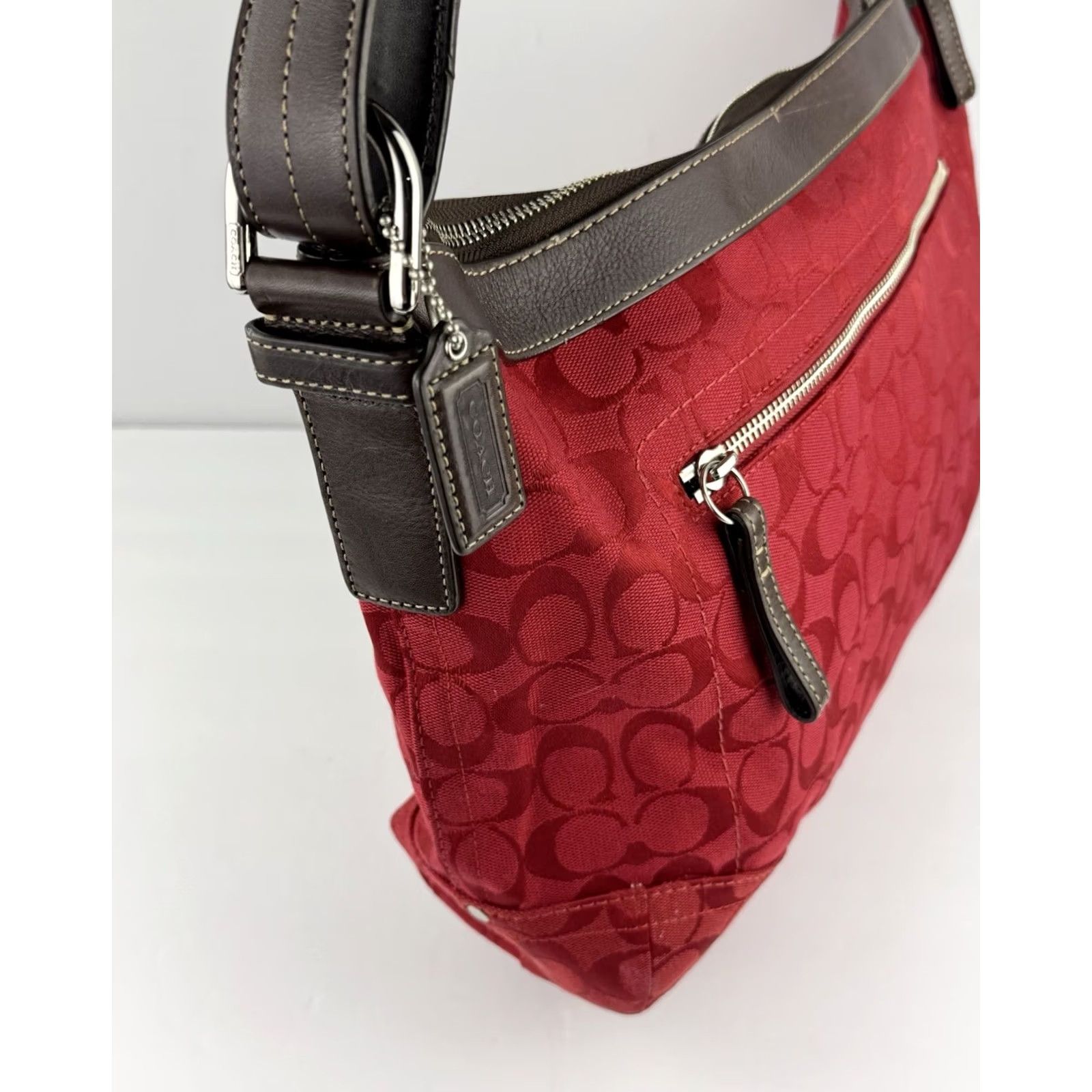 Coach VINTAGE Coach Shoulder Bag Adult Medium Red Signature Sufflette Crossbody 12884 Rare Y2K Size ONE SIZE - 6 Thumbnail