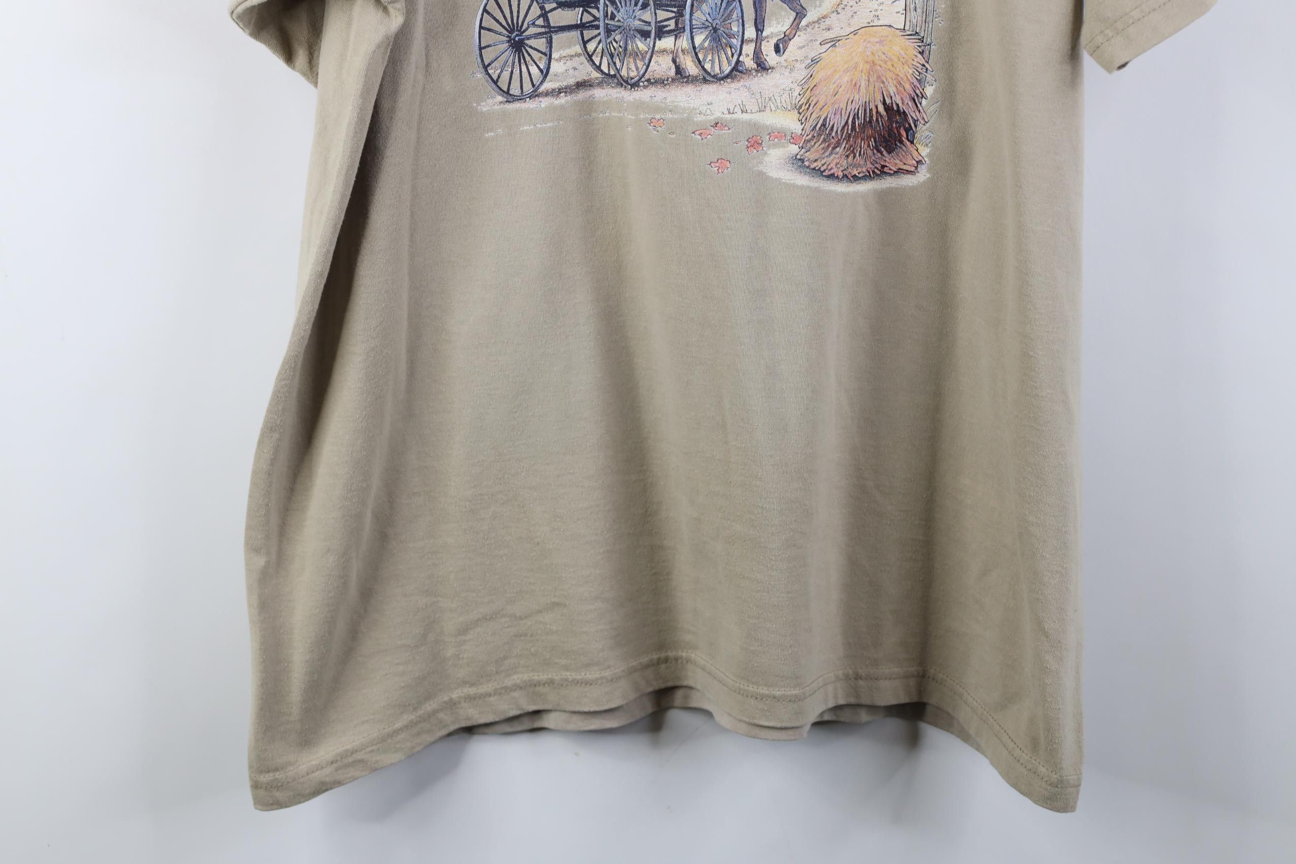 Fruit Of The Loom Vintage 90s Country Farmhouse Short Sleeve T-Shirt Beige Size XL / US 12-14 / IT 48-50 - 3 Thumbnail