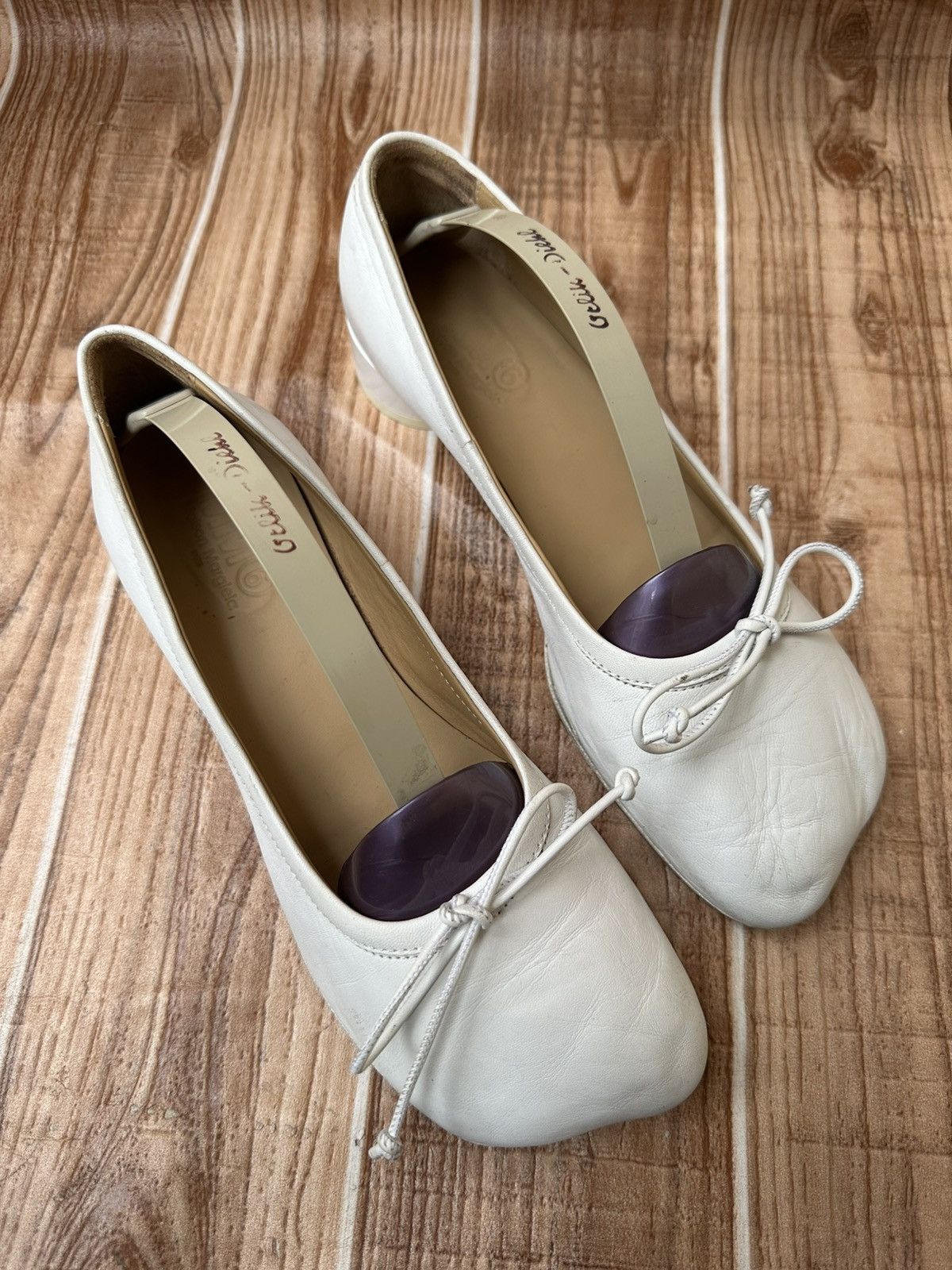 Maison Margiela MM6 Anatomic White Leather Ballet Flats