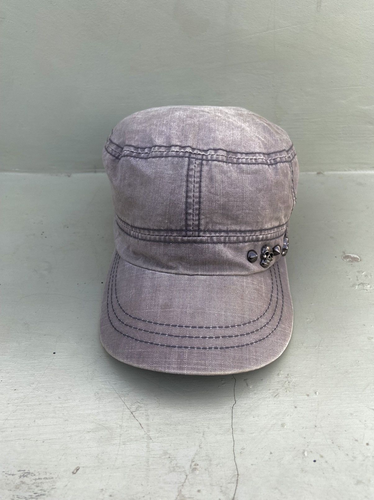 If Six Was Nine 2000s punk skull studded washed patrol hat Size ONE SIZE - 2 Thumbnail