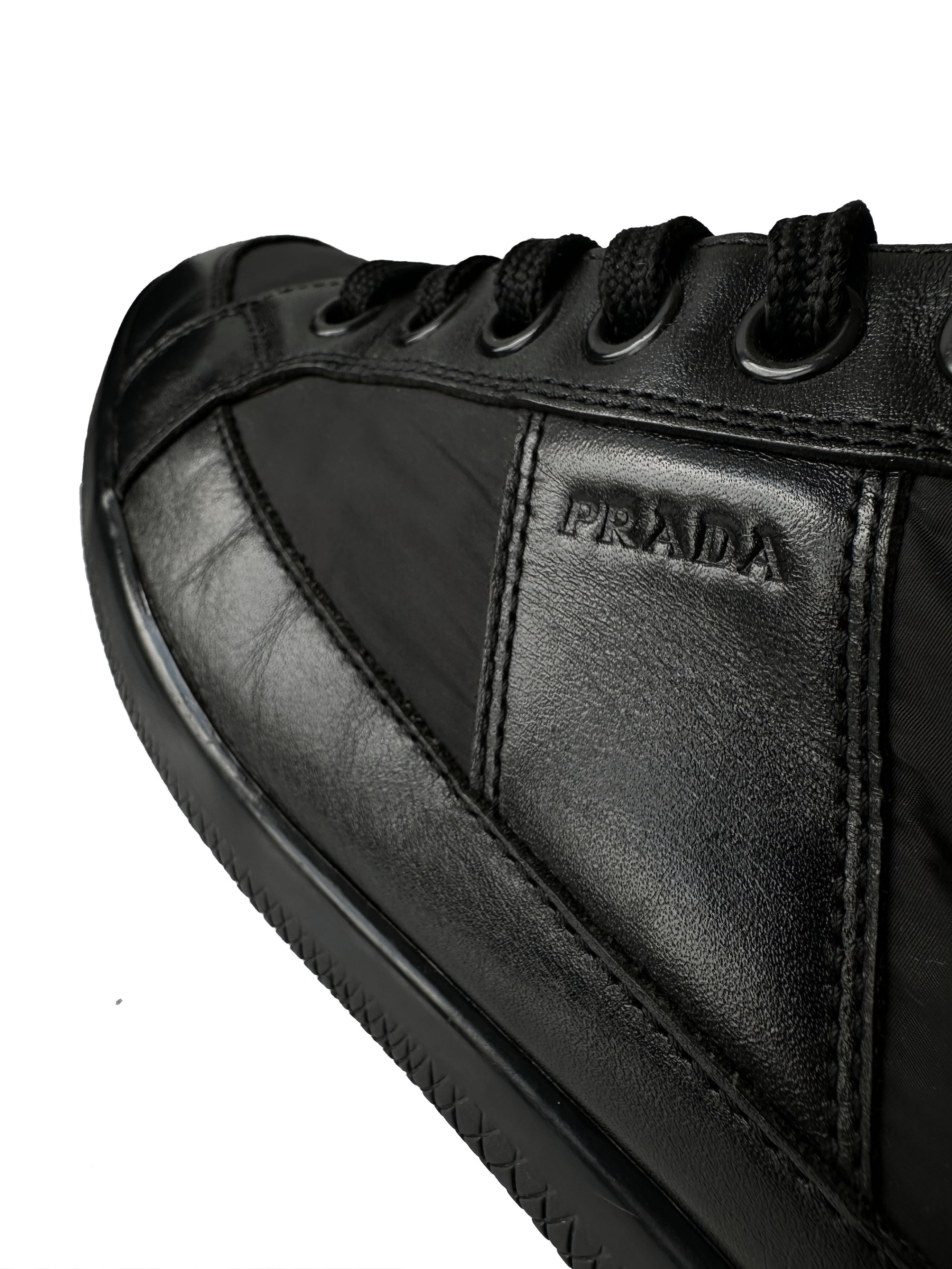 Prada Prada black leather/nylon hitop sneakers Size US 8 / EU 41 - 8 Thumbnail