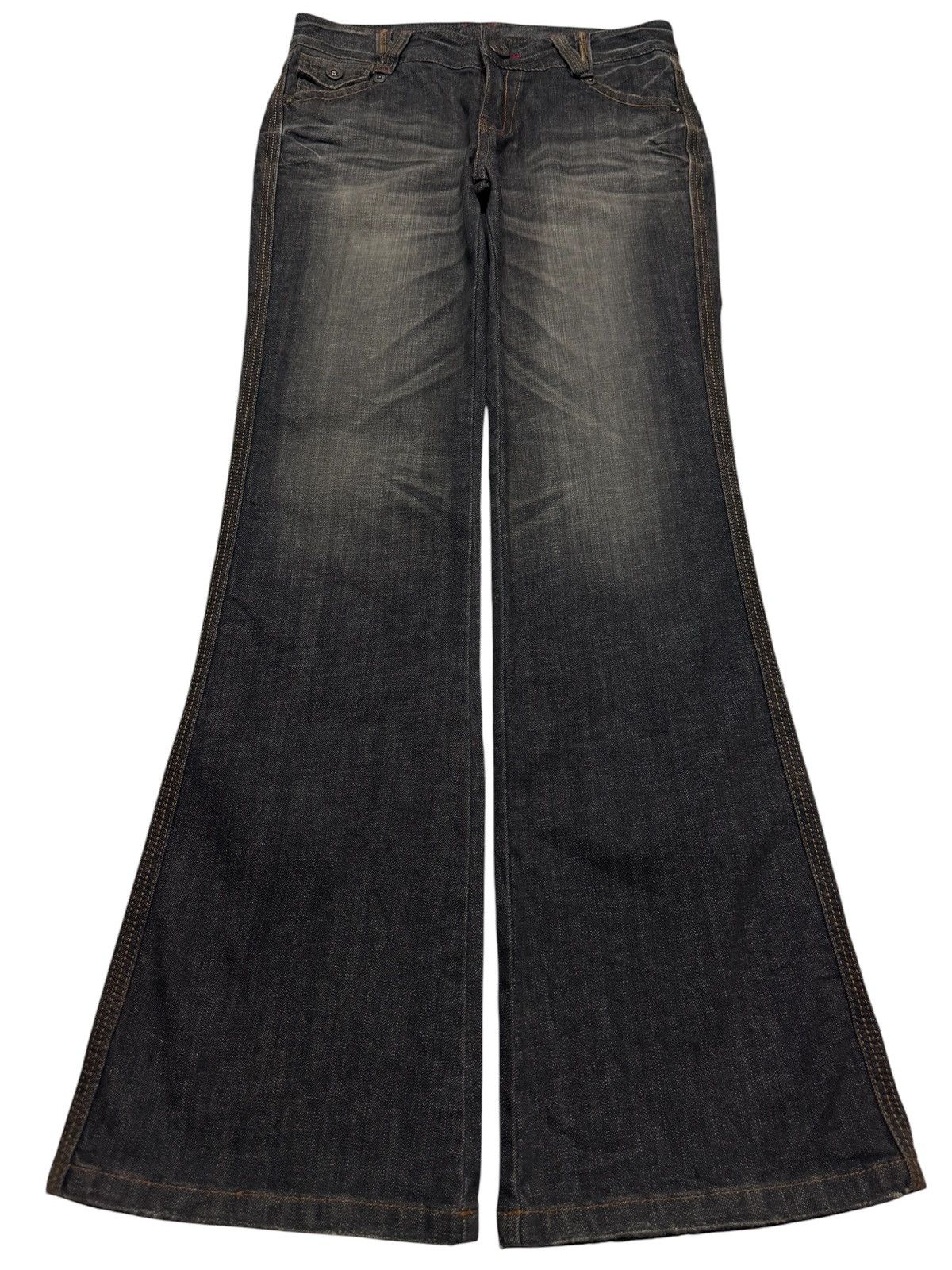 Tornado Mart BELL BOTTOM VINTAGE JAPANESE MUDWASHED FLARE DARK DENIM Size US 29 - 1 Thumbnail