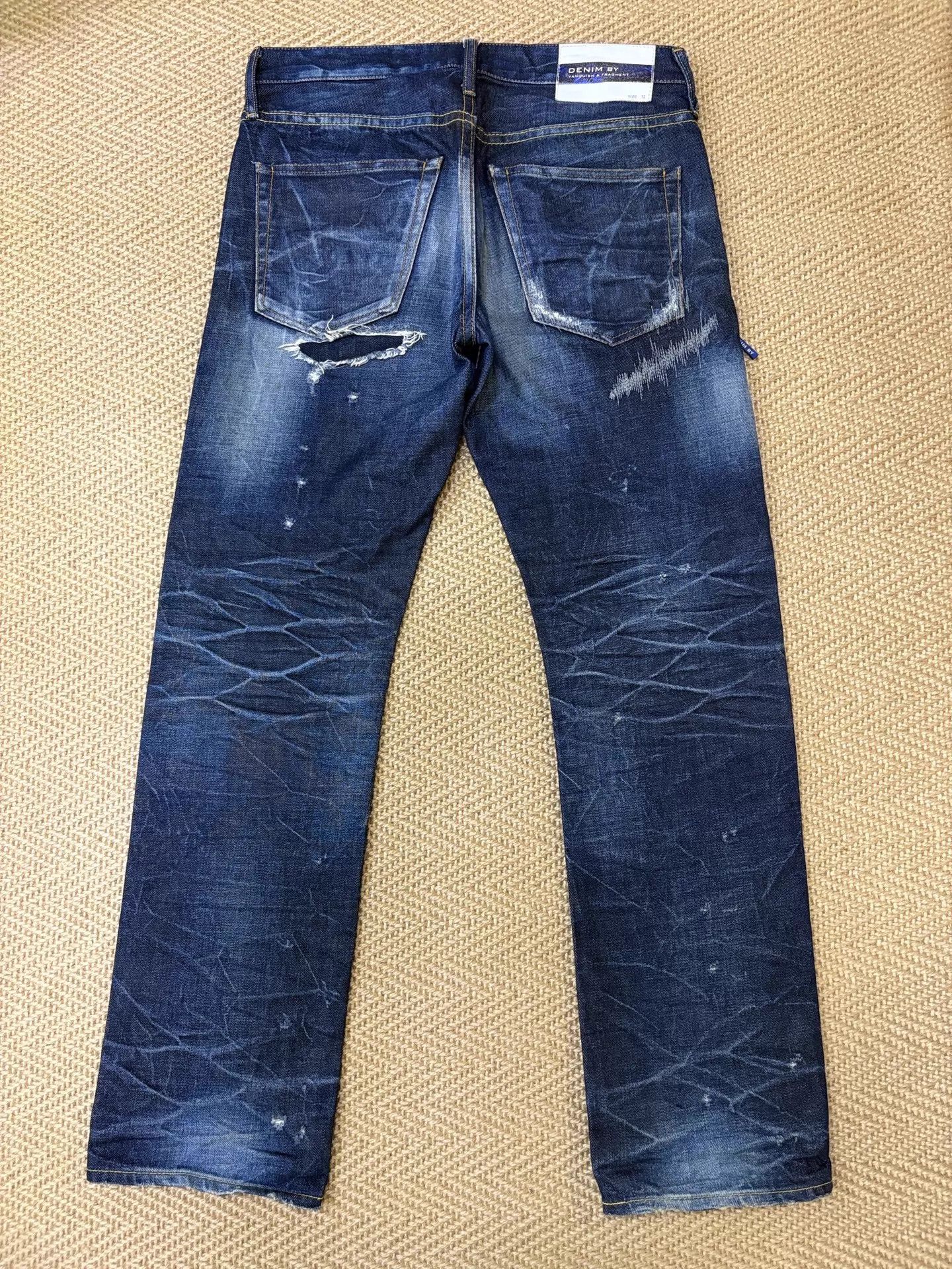Fragment Design FRAGMENT x VANQUISH Lightning Distressed Jeans w/Rhinestones Size US 32 / EU 48 - 2 Thumbnail