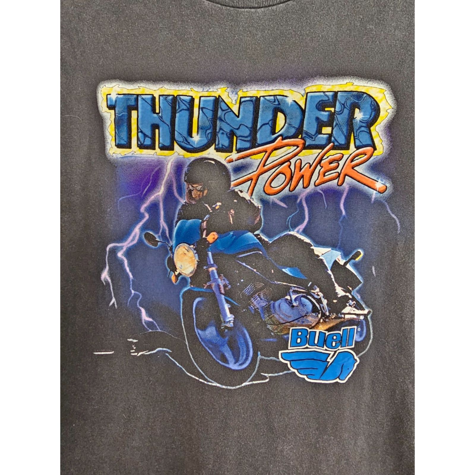 Vintage VINTAGE THUNDER POWER BUELL MOTORCYCLE COMPANY BLACK T-SHIRT SZ L Shirt Men Black 90s Logo Short Sleeve Round Neck Cotton Vintage: No Size US L / EU 52-54 / 3 - 2 Thumbnail