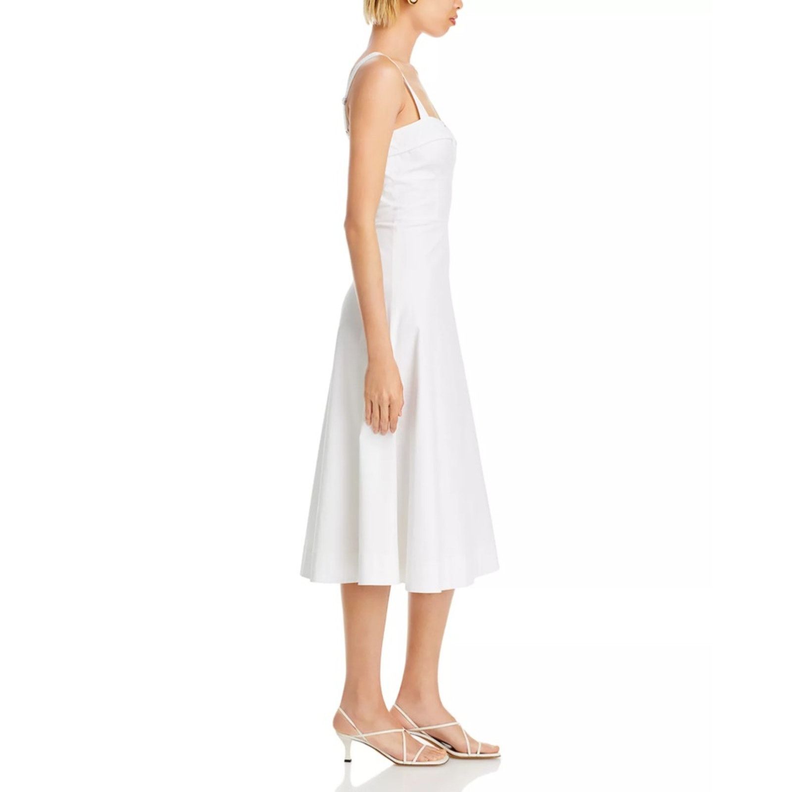 Veronica Beard Veronica Beard Women White Cotton Summer Midi Dress US 12 Size XL / US 12-14 / IT 48-50 - 3 Thumbnail