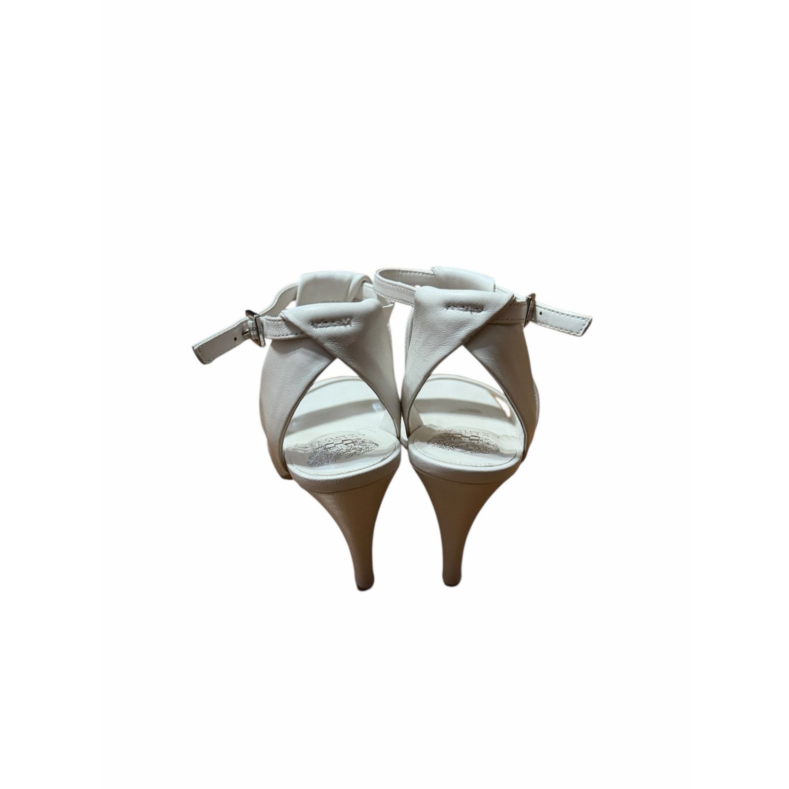 Vince Camuto White Kalintie Open Toe Ankle Strap Suede Solid Heels Size US 10 / IT 40 - 4 Thumbnail