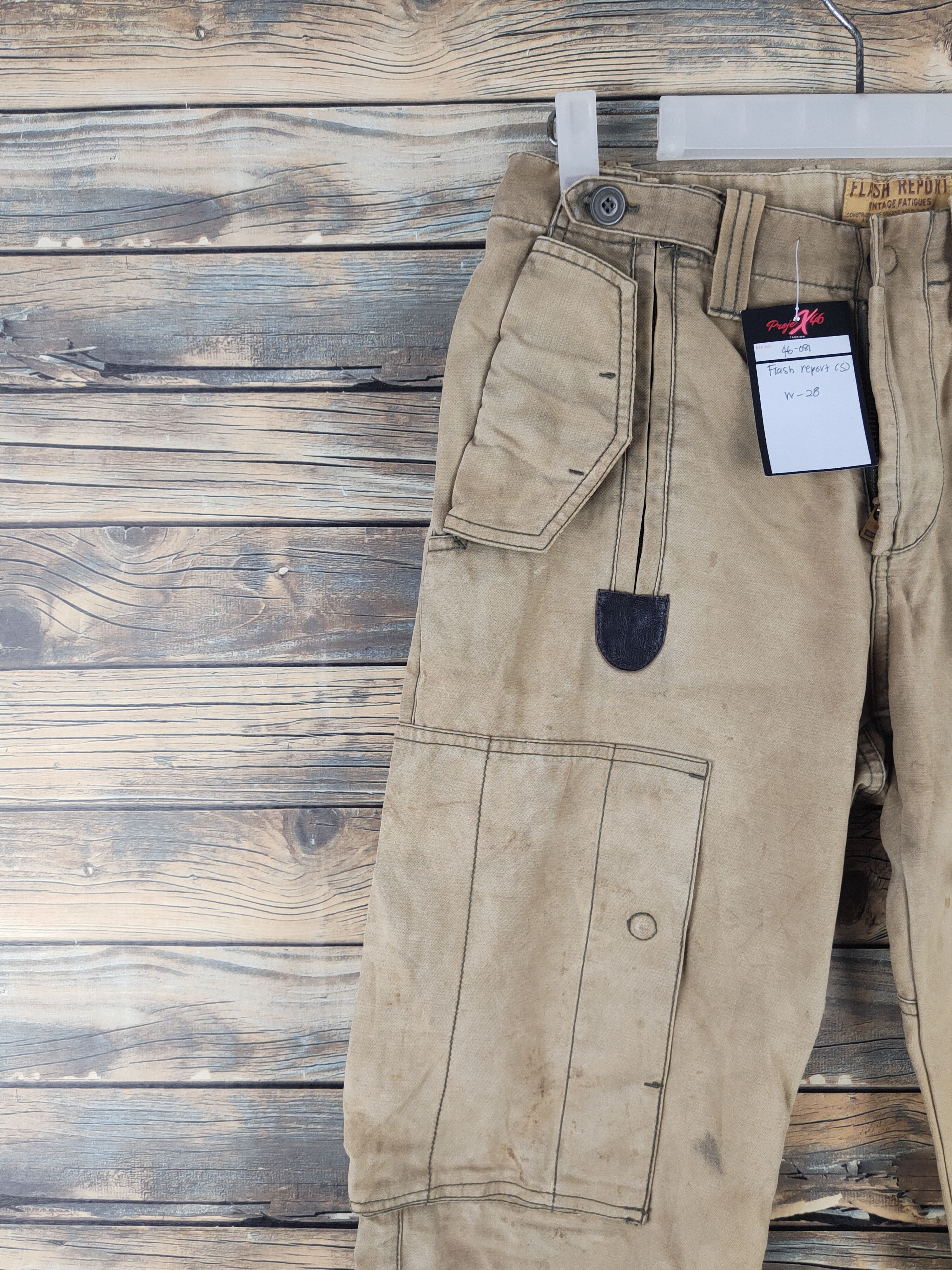Japanese Brand DL Flash Report Beige Multipocket Cargo Pants #46-081 Size US 28 / EU 44 - 3 Thumbnail