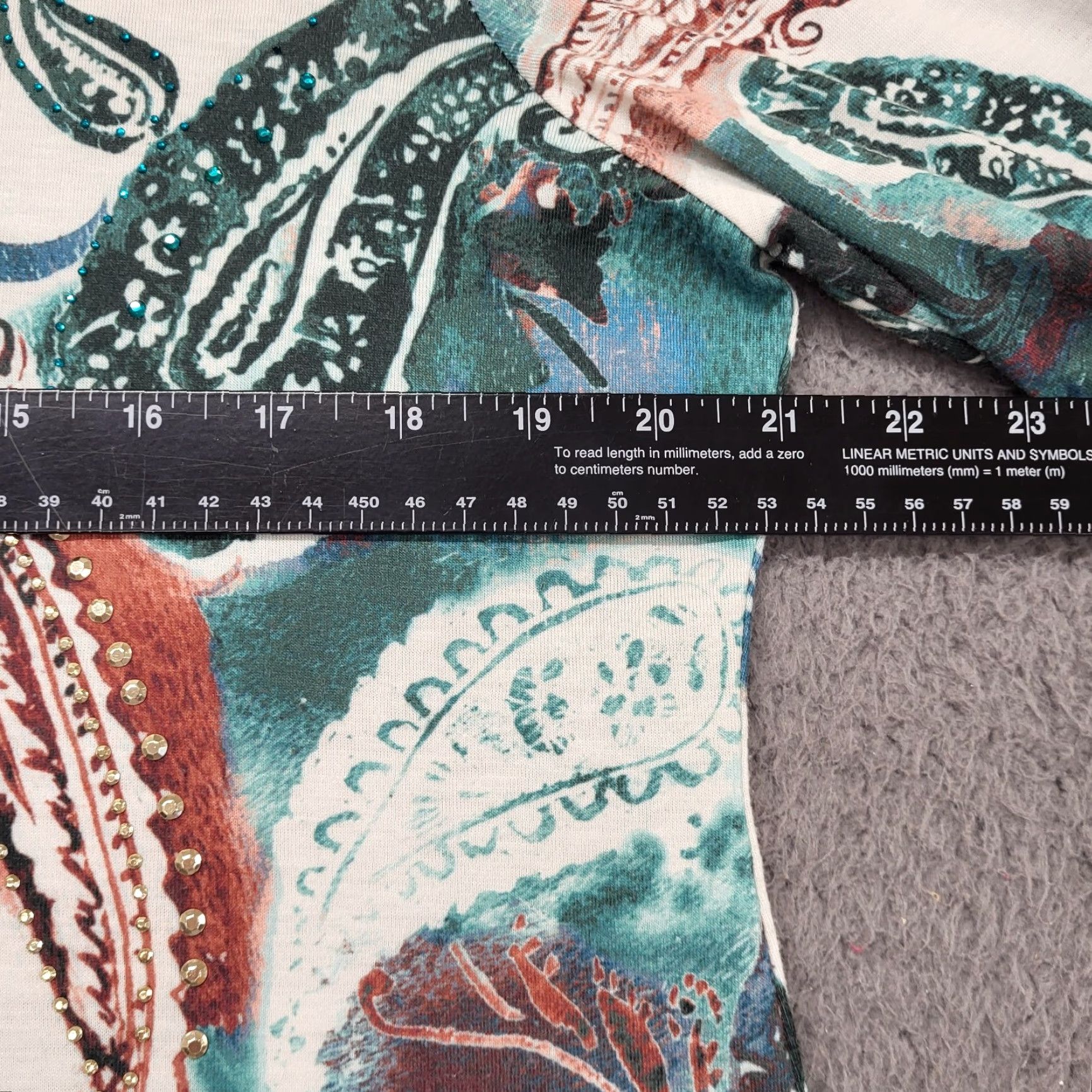 Vintage Allison Daley Blouse Petite PM Turquoise Pink Paisley Asymmetric Hem 3/4 Sleeve Size M / US 6-8 / IT 42-44 - 6 Thumbnail