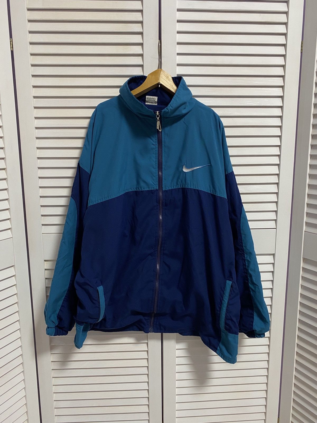 Nike × Vintage 💙 Vintage Zip Up Sweater NIKE Big Swoosh Double Logo Size US M / EU 48-50 / 2 - 2 Thumbnail