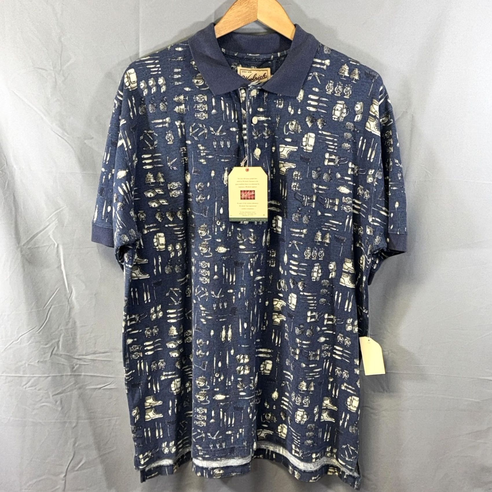 Vintage VINTAGE Woolrich Polo Shirt Mens L Blue Fishing Outdoor Print Short Sleeve New Size US L / EU 52-54 / 3 - 2 Thumbnail