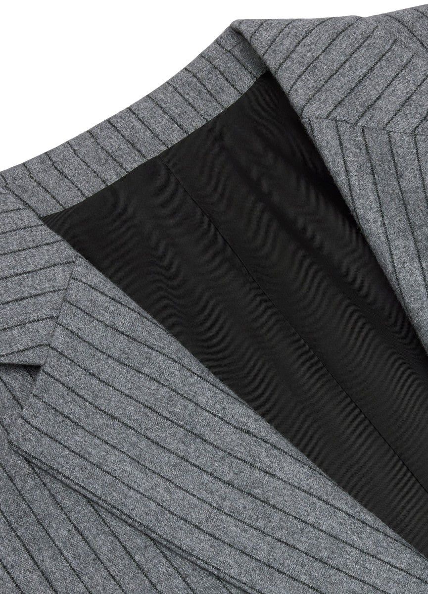 Celine o1w1db11124 Striped Cashmere Tomboy Jacket in Grey Size S / US 4 / IT 40 - 3 Thumbnail