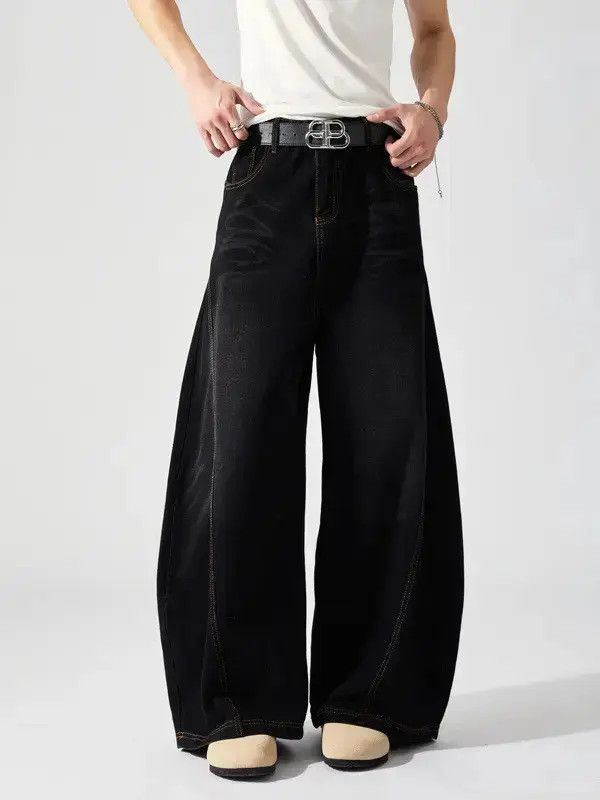 Japanese Brand Retro loose wide leg cat whisker jeans Size US 32 / EU 48 - 1 Thumbnail