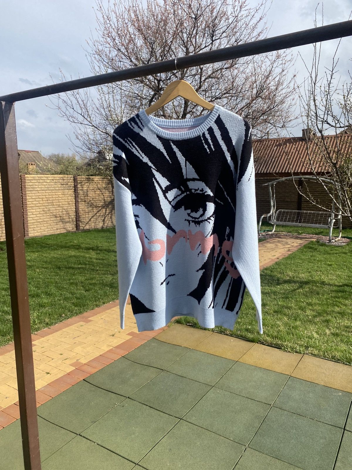 Japanese Brand Blue anime graphic sweater, oversized knit pullover Size L / US 10 / IT 46 - 1 Thumbnail