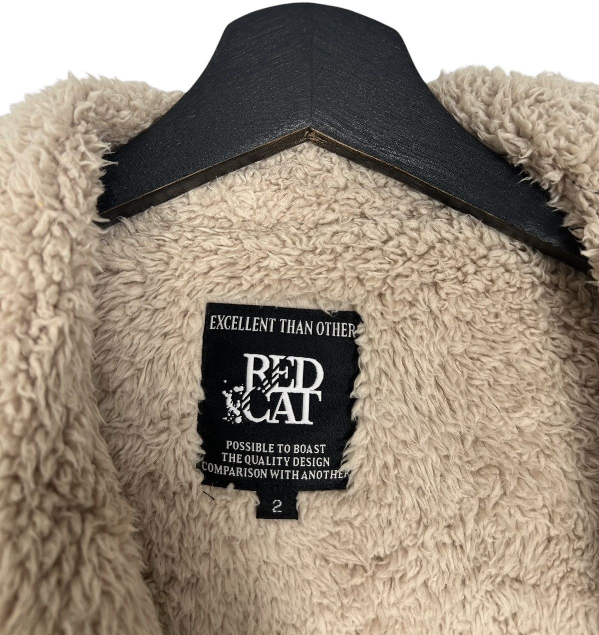 Vintage Red Cat Quarter Dollar Button Sherpa Jacket