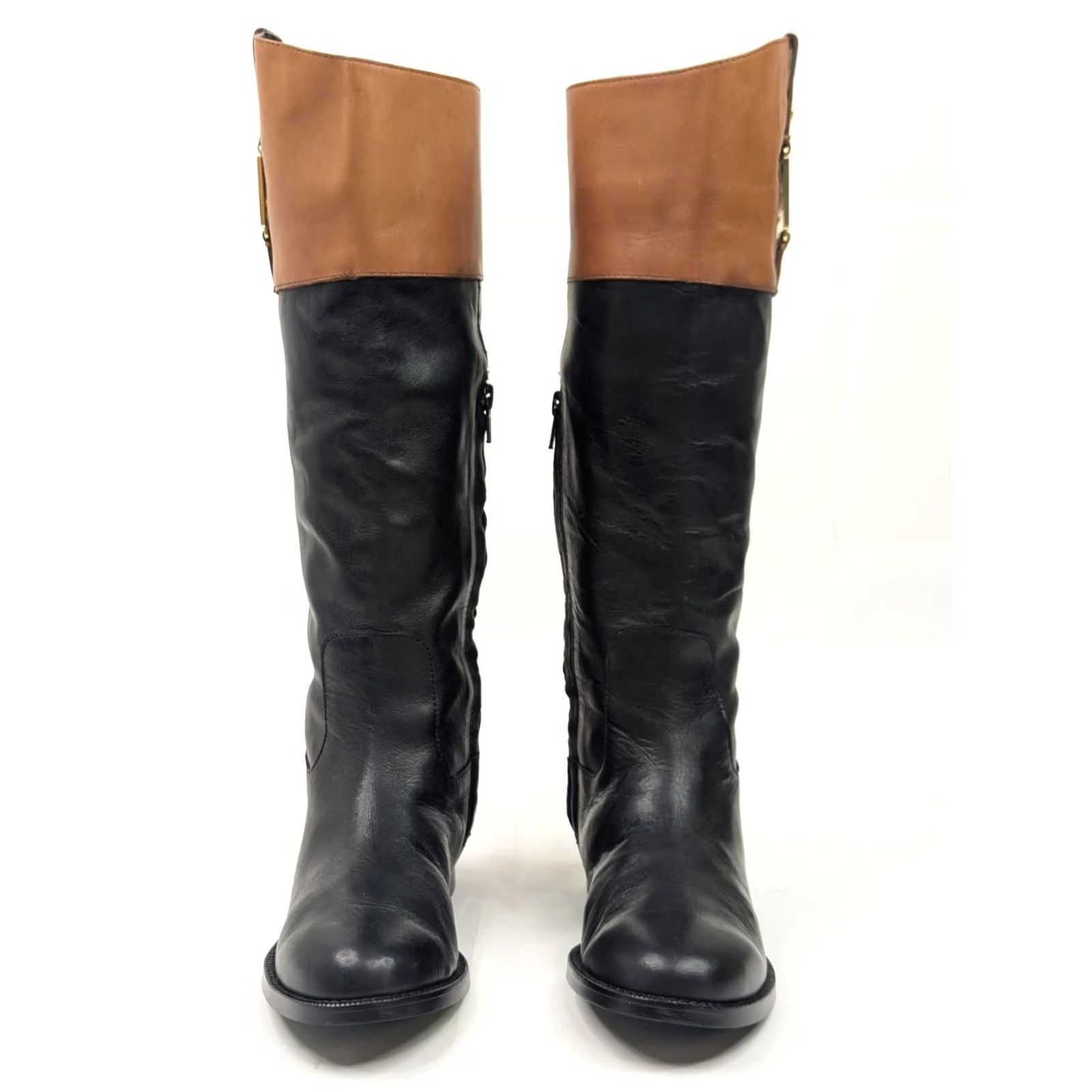 Ralph Lauren Ralph Lauren Jaden Riding Boots Women 5.5B Black Brown Leather Equestrian - EUC Size US 6 / IT 36 - 3 Thumbnail