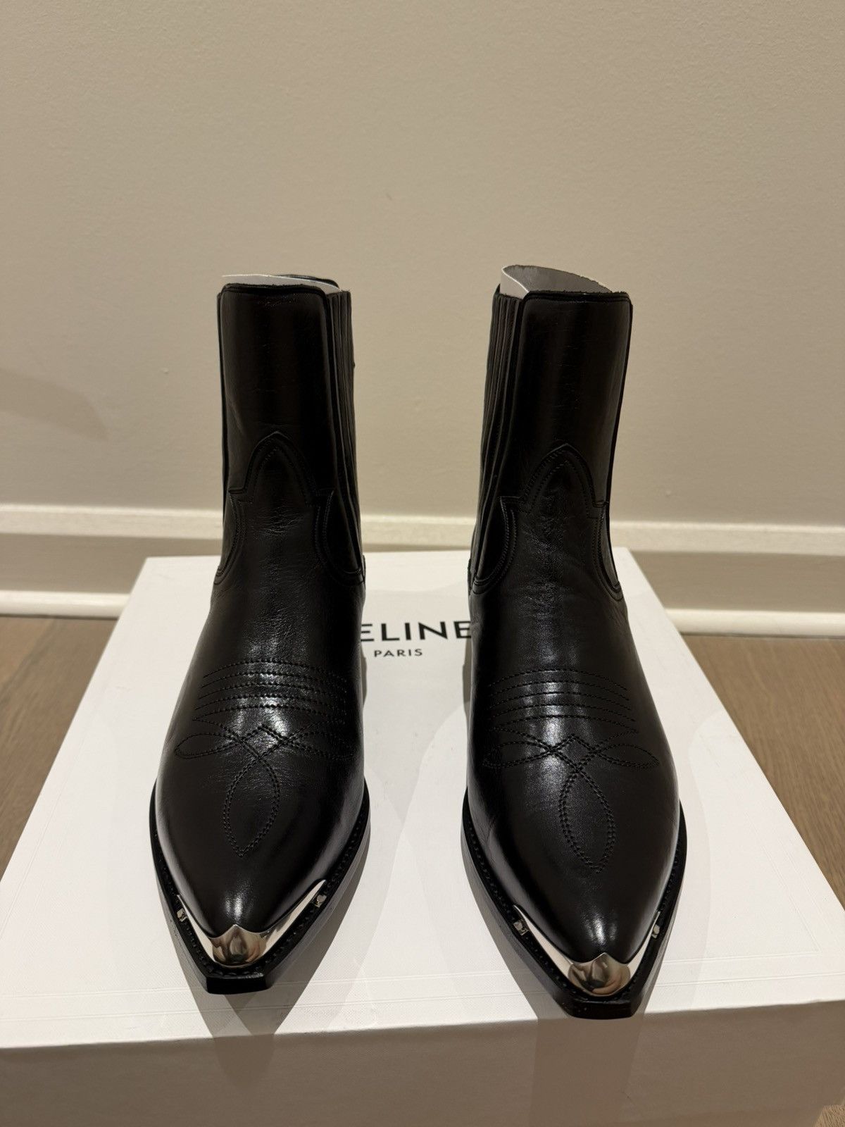 Celine Celine Metal Toe Western Chelsea Boots Black Size 42 (SS 21) Size US 9 / EU 42 - 2 Thumbnail