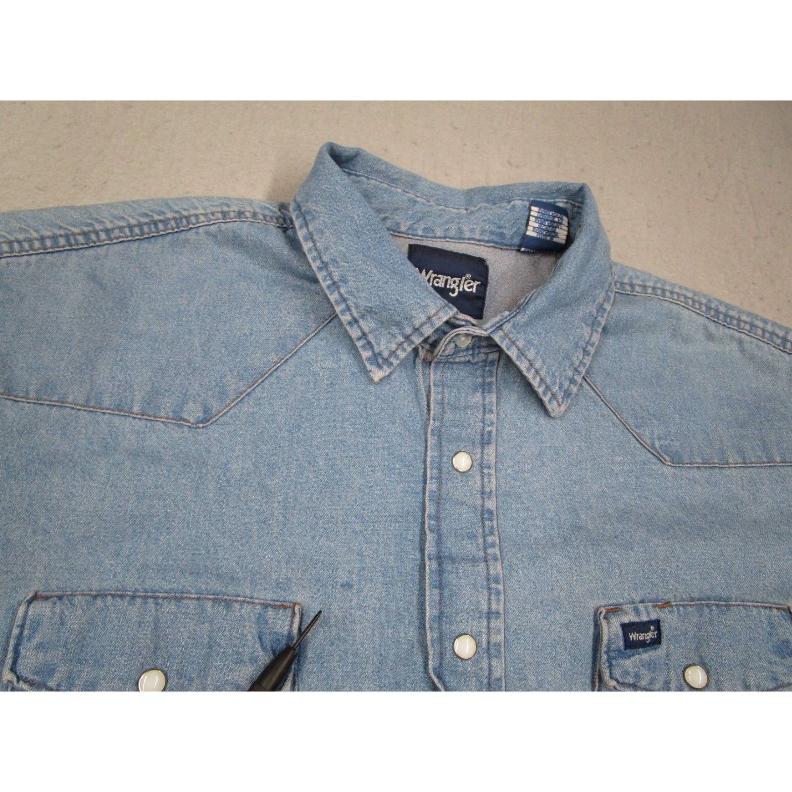 Wrangler VINTAGE Wrangler Men's Denim Shirt 2XL Long Sleeve Casual Western Cowboy Blue Size US XXL / EU 58 / 5 - 4 Thumbnail
