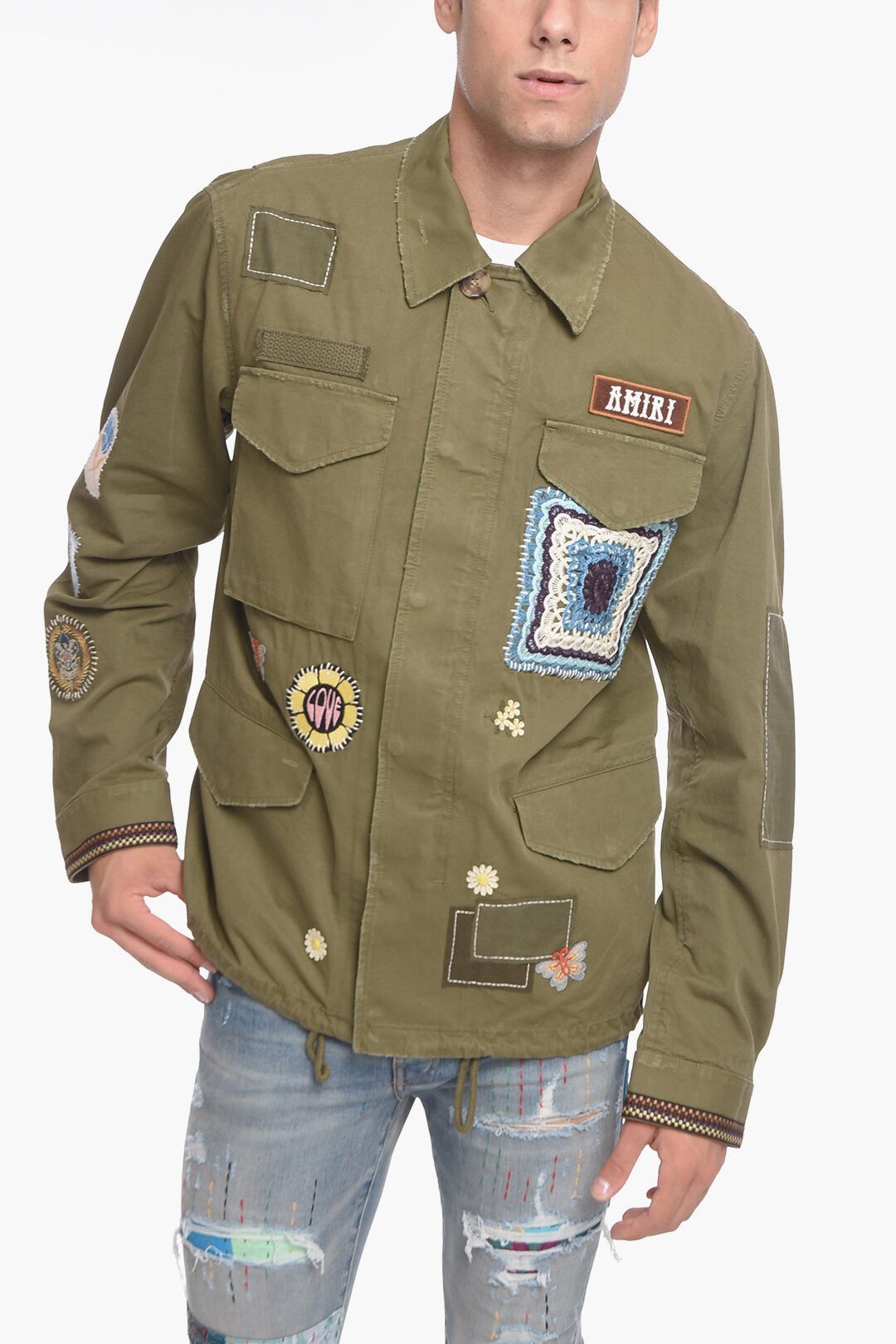 image of Amiri Og1Mm1223 Shirt In Military Green, Men's (Size Medium)