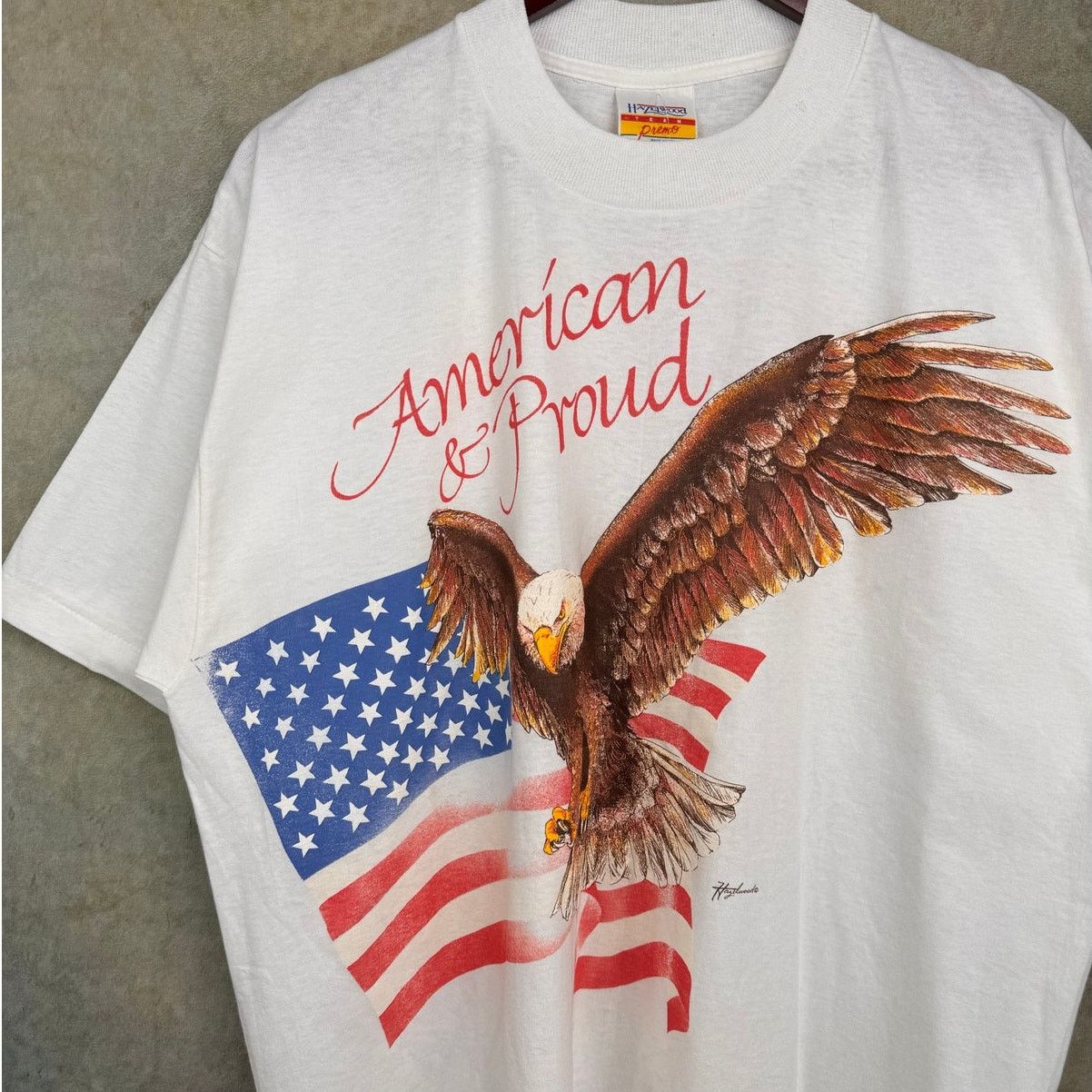 Vintage VTG 90s American Proud Eagle T Shirt XL White Single Stitch Size US XL / EU 56 / 4 - 5 Thumbnail