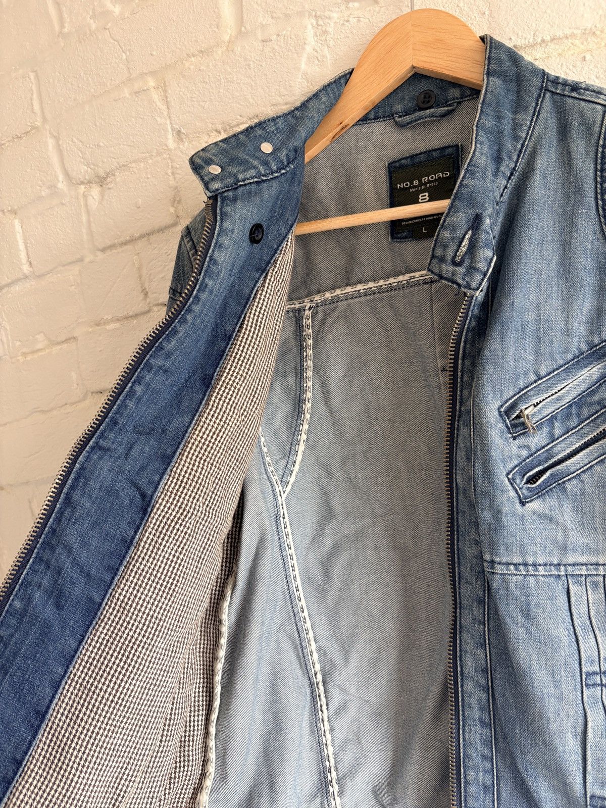 Vintage Vintage Washed Denim Biker Jacket Size L Size US M / EU 48-50 / 2 - 12 Thumbnail