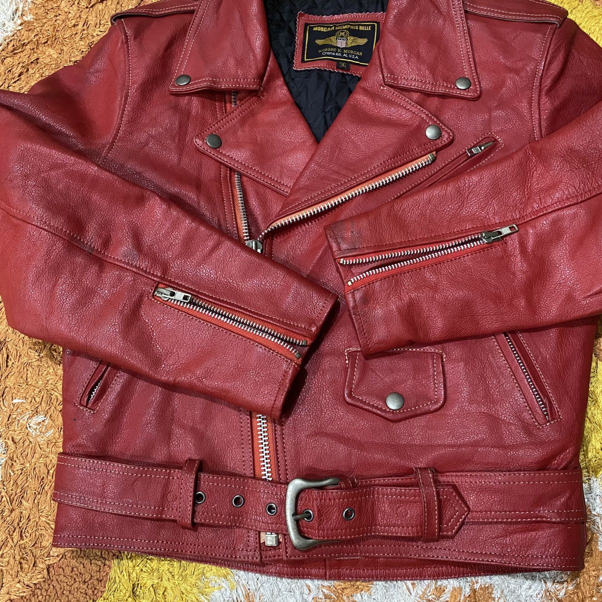 Genuine Leather 🔥Morgan Memphis Belle double collar biker jacket Size US M / EU 48-50 / 2 - 9 Thumbnail