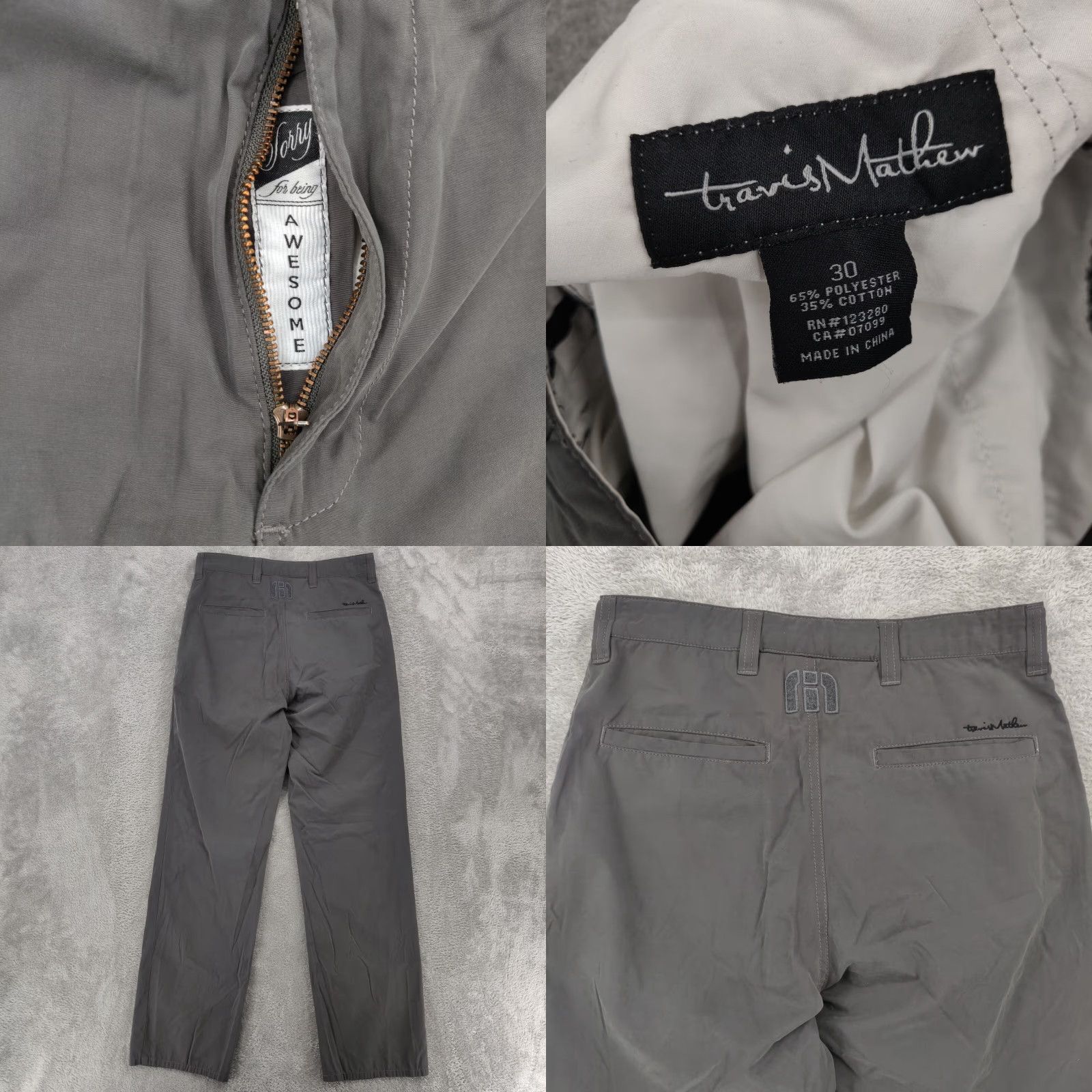 TravisMathew Travis Mathew Pants Mens 30x31 Grey Performance Chino Casual Golf Logo Size US 30 / EU 46 - 8 Thumbnail