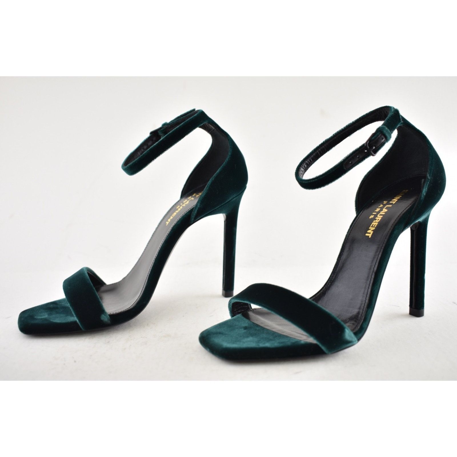 Yves Saint Laurent Saint Laurent Amber 105 Malachite Green Velvet Ankle Strap Size US 6 / IT 36 - 11 Thumbnail