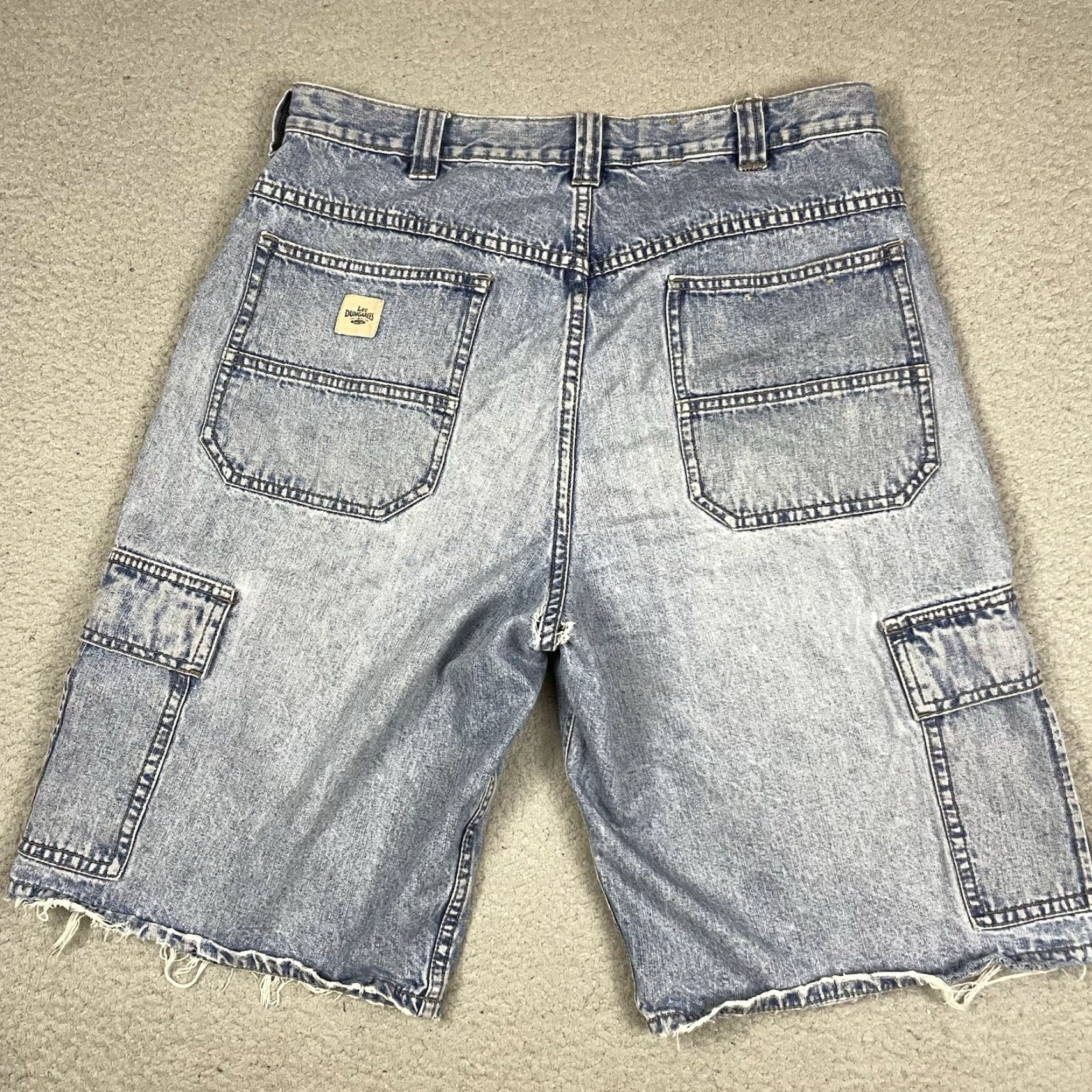 Lee VINTAGE Lee Dungarees Shorts Denimi Cargo Distressed 36 Blue USA Men 5-Pocket Regular Cropped? Size US 36 / EU 52 - 5 Thumbnail