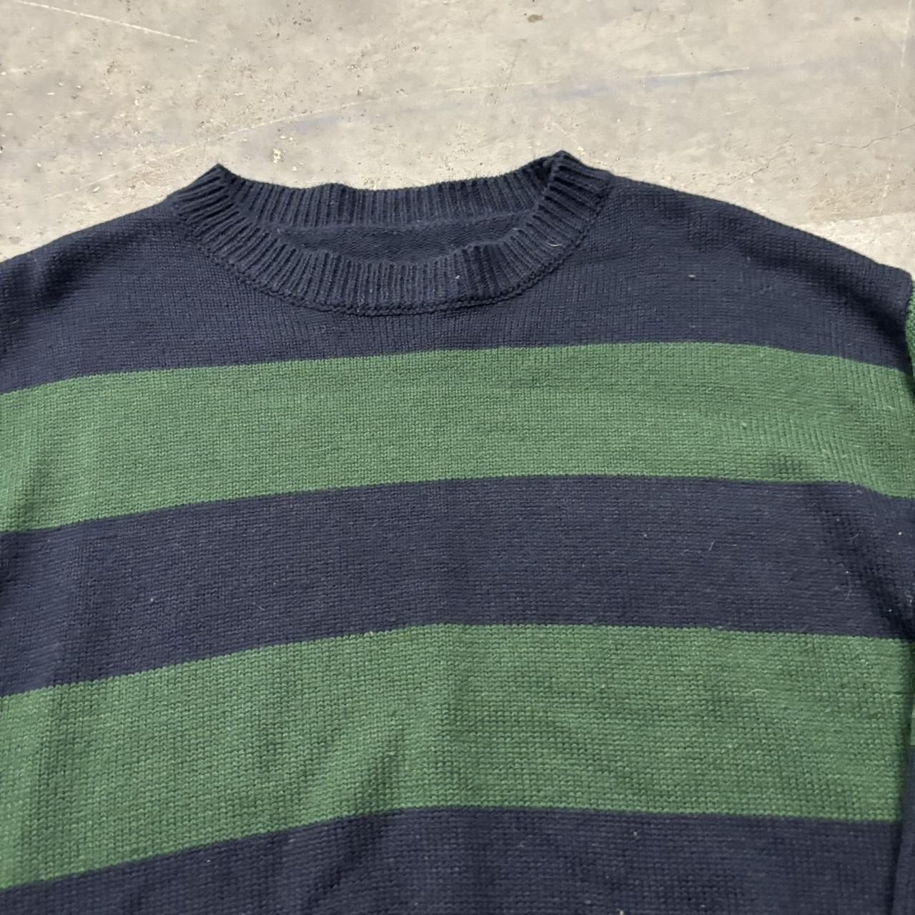 Japanese Brand × Vintage Crazy Vintage Y2K/2000s Cute Grunge Green Striped Sweater! Size S / US 4 / IT 40 - 2 Thumbnail