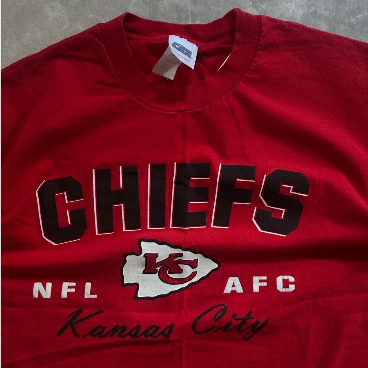 CSA 90s Vintage Kansas City Chiefs Black Letters Red T Shirt L Size US L / EU 52-54 / 3 - 2 Thumbnail