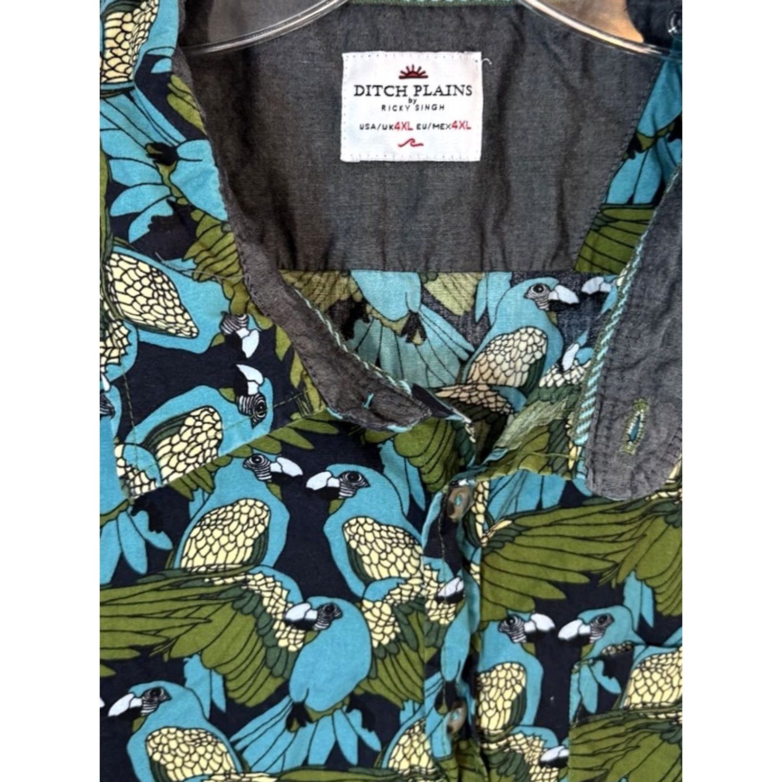 Vintage Ditch Plains Polo Shirt Men’s 4XL Parrot All Over Print Short Sleeve Button Down Size US XXL / EU 58 / 5 - 4 Thumbnail