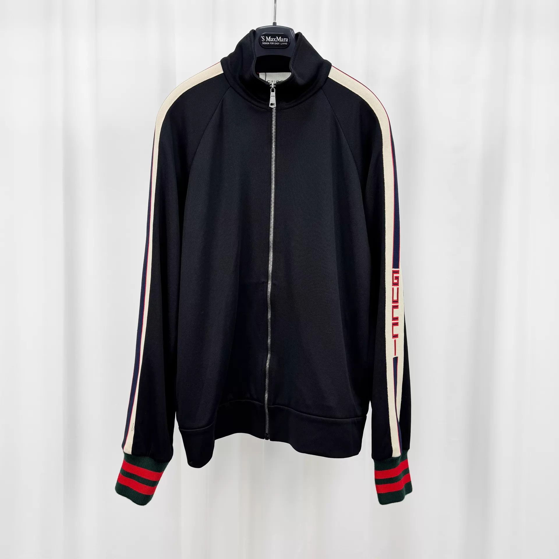 Gucci webbing logo zip school jacket M like new