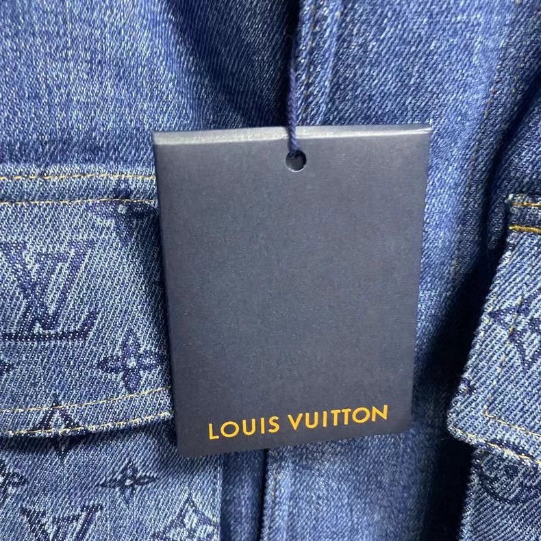 Louis Vuitton Louis Vuitton Blue Embossed Logo Denim Jacket-2506 Size US L / EU 52-54 / 3 - 3 Thumbnail