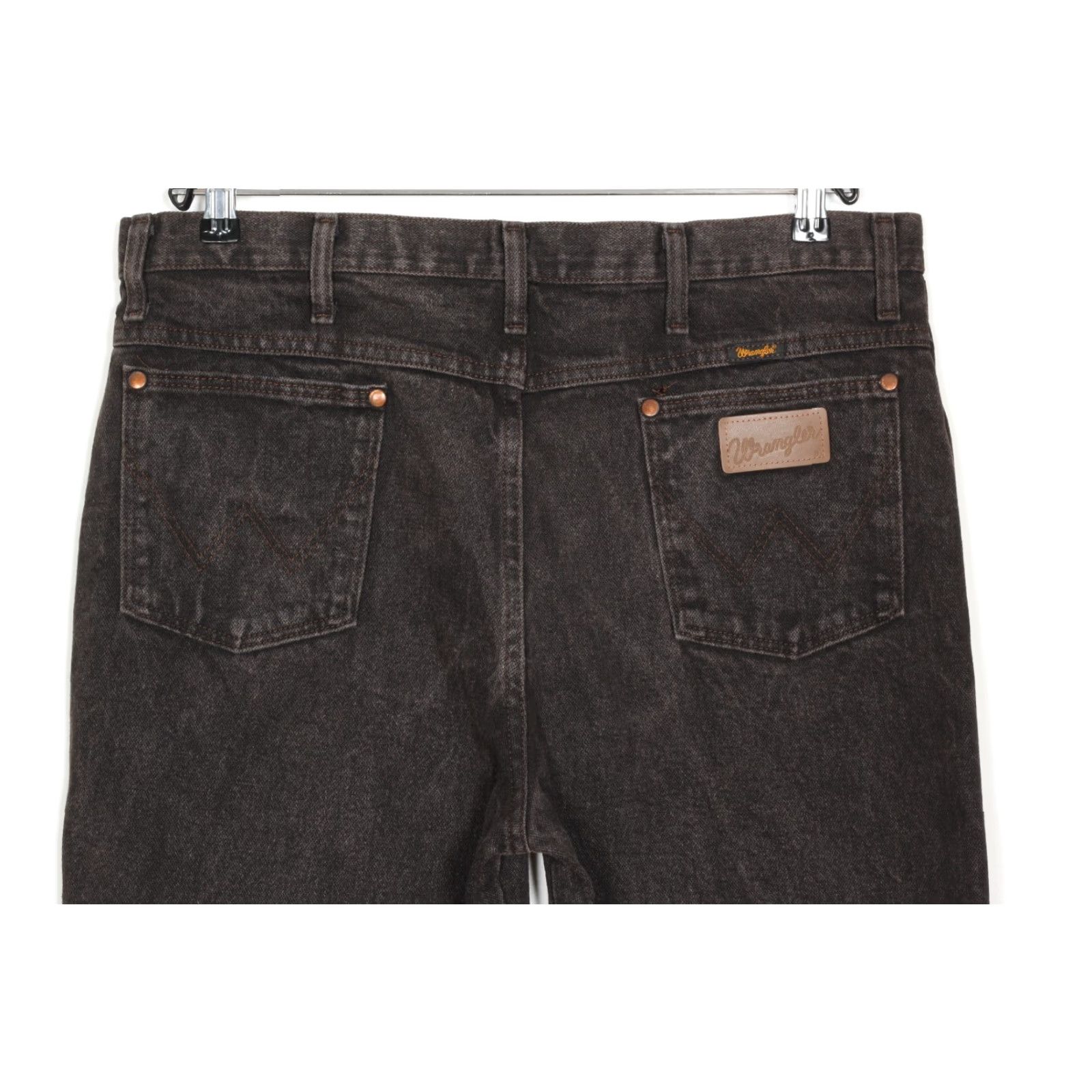 Wrangler VINTAGE Wrangler 936K CL Jeans Trousers Men W36 L32 Regular Straight Brown 5-Pocket Denim Cotton Leather Logo Casual Vintage Mens Size US 36 / EU 52 - 3 Thumbnail