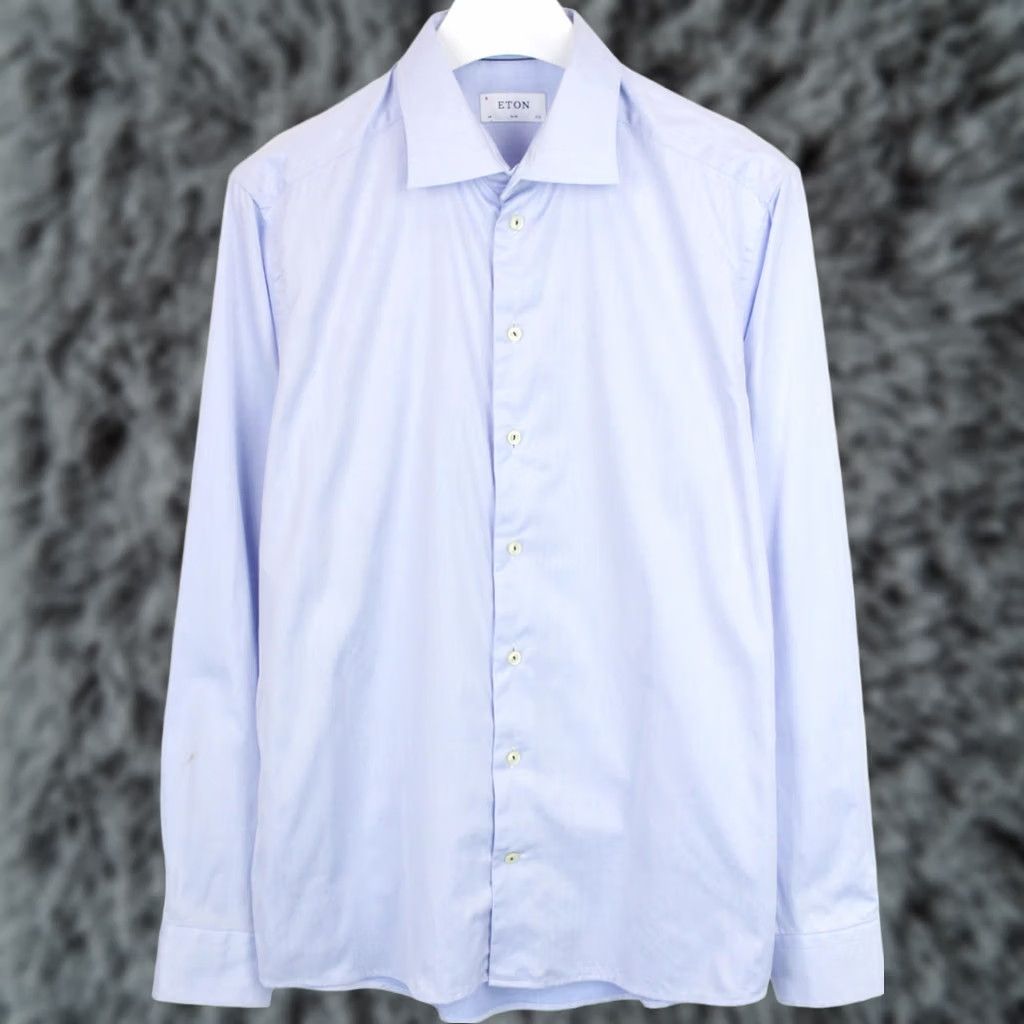 Eton Eton Soho Slim Shirt Men Large Cutaway Collar Dot Pattern Button Up Size 42R - 1 Thumbnail