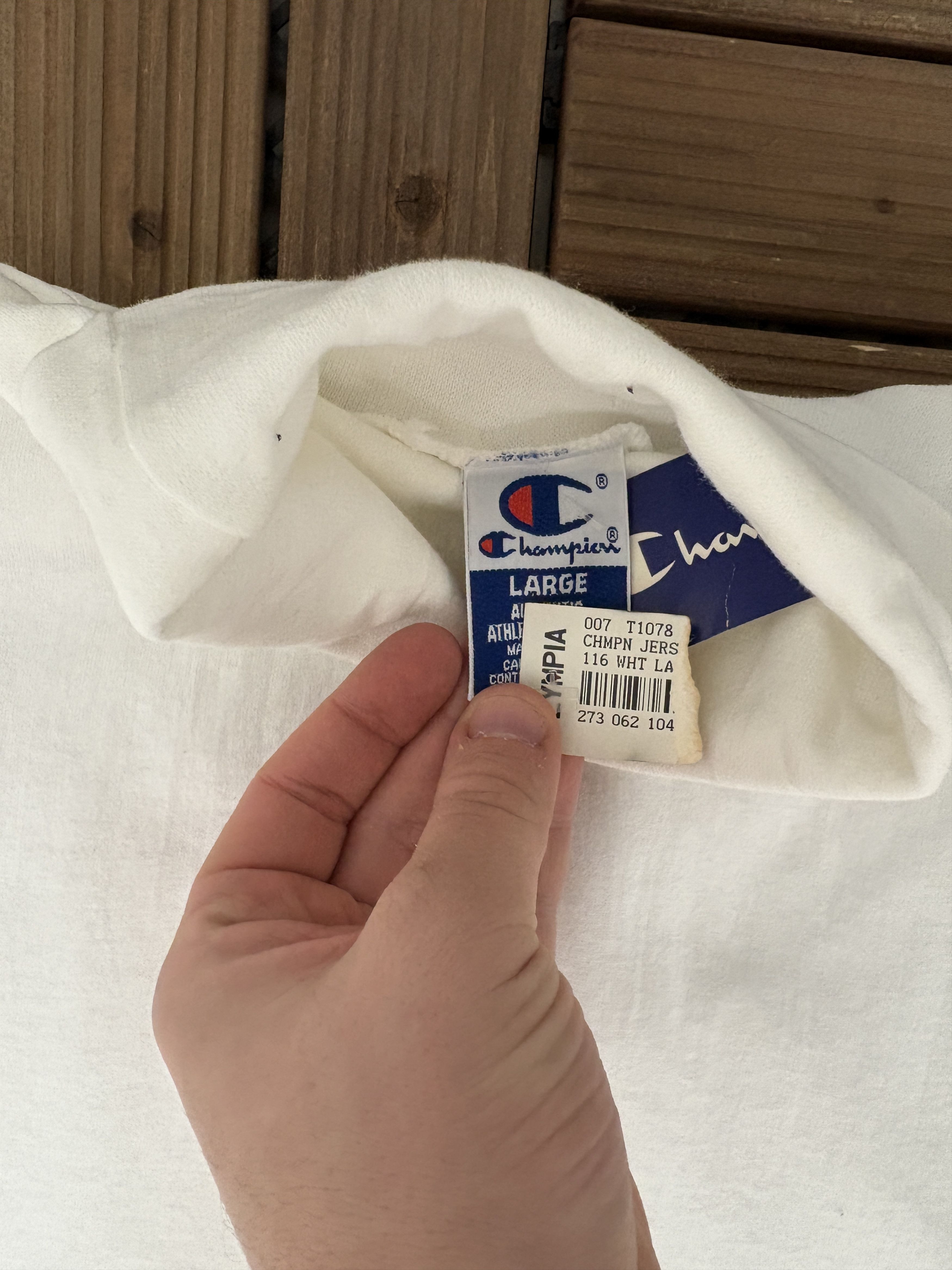 Champion × Vintage Champion Embroidered Vintage White Turtleneck T-Shirt Size US L / EU 52-54 / 3 - 6 Thumbnail
