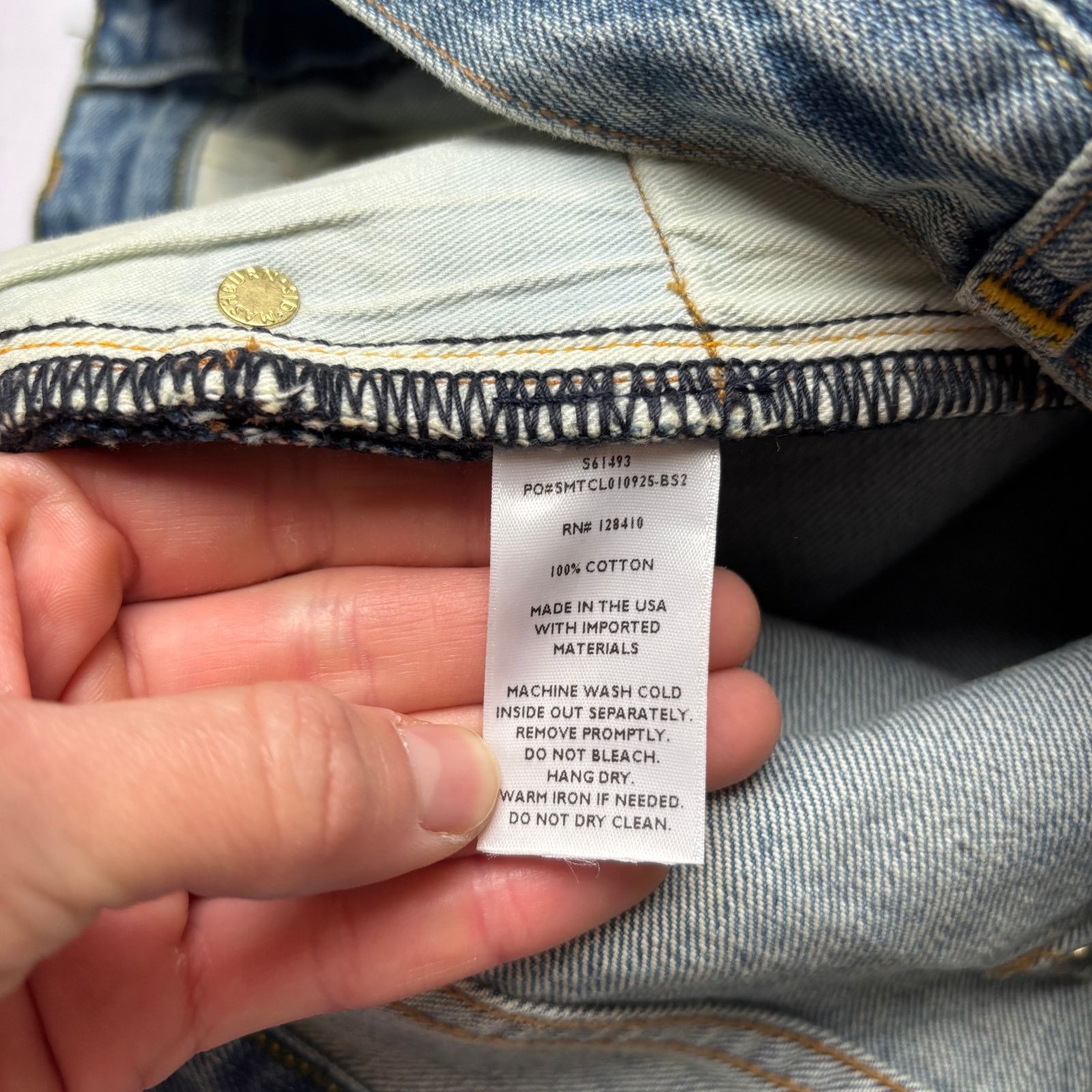 Sid Mashburn $185 Sid Mashburn Light Wash Denim 35x34 Slim Straight Jeans Size US 35 - 5 Thumbnail