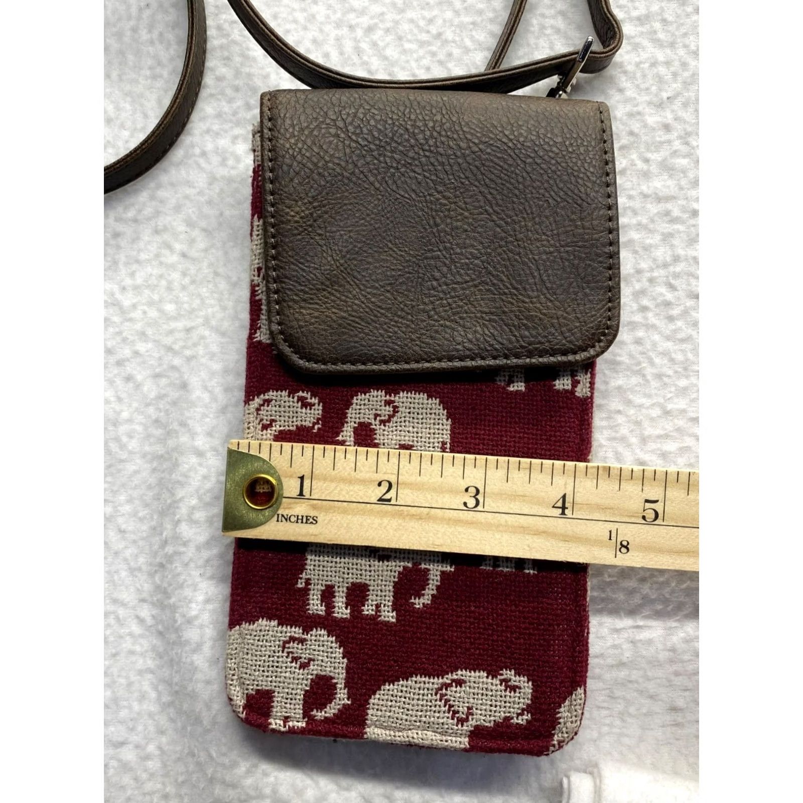 Vintage Thirty-One Crossbody Wallet Bag #5084 Women Small Maroon Cotton Crossbody Wallet Bag Like New Women’s Small Size ONE SIZE - 5 Thumbnail