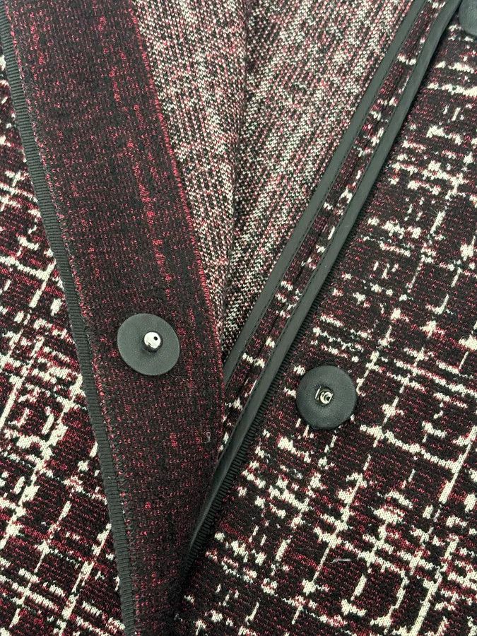 Prada AW2015 Prada Textured Black & Bordeaux Tweed Long Coat Size S / US 4 / IT 40 - 10 Thumbnail