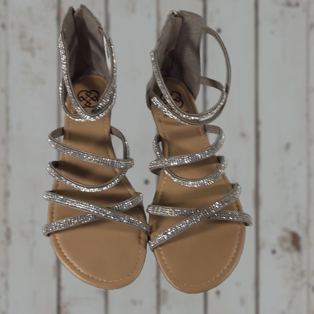 Vintage VINTAGE Daisy Fuentes Gala Rhinestone Slides Women's Flat Sandals Size 10M Silver Dressy Casual Size US 10 / IT 40 - 1 Thumbnail