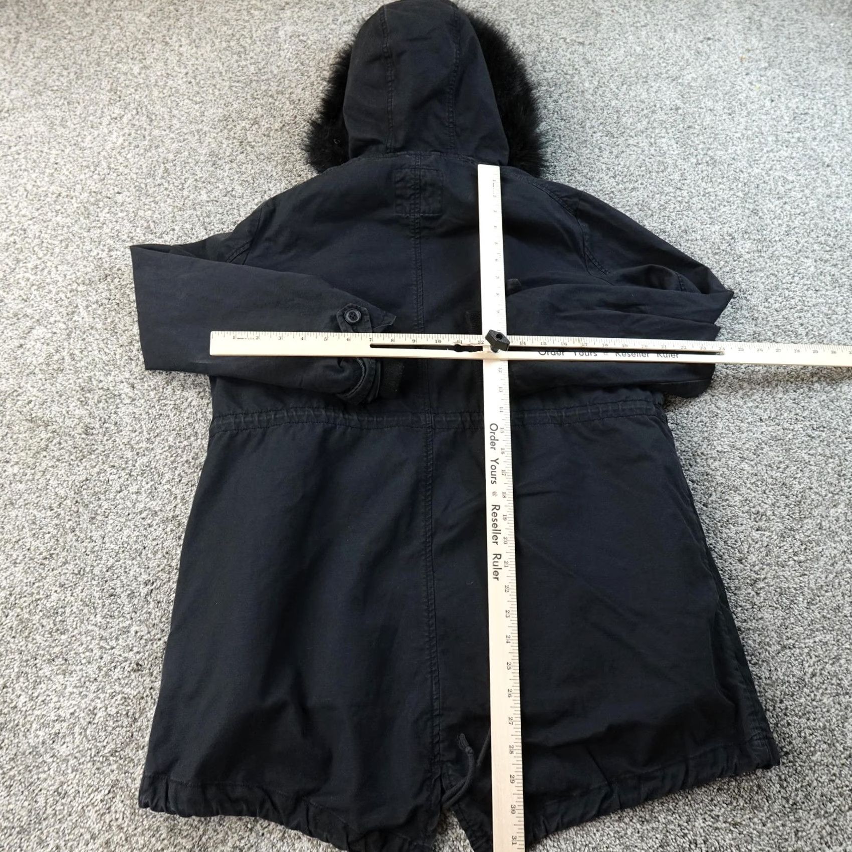 Gap VINTAGE Gap Coat Womens L Black Lined Military Fishtail Parka Faux Fur Hood Jacket Warm Size L / US 10 / IT 46 - 6 Thumbnail