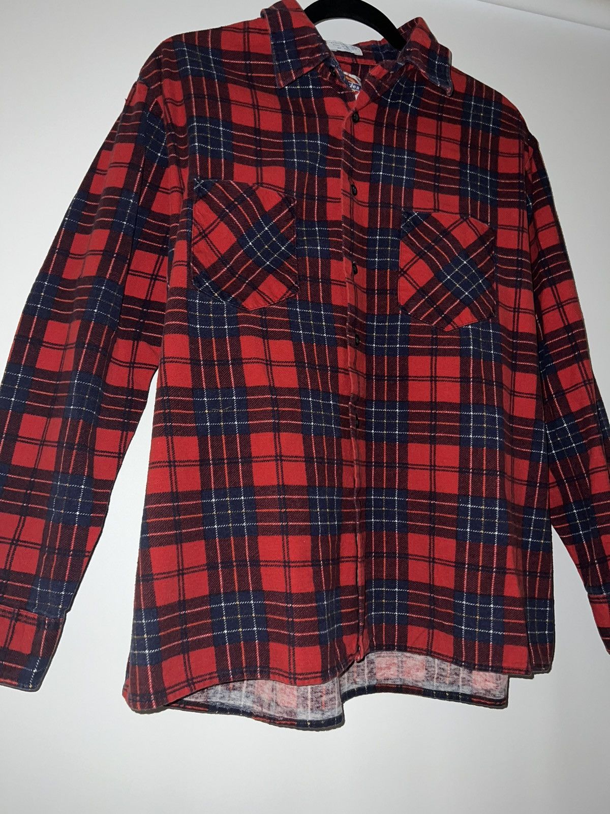 Dickies × Vintage Vintage 90s Dickies Flannel Red/Blue Size US L / EU 52-54 / 3 - 4 Thumbnail
