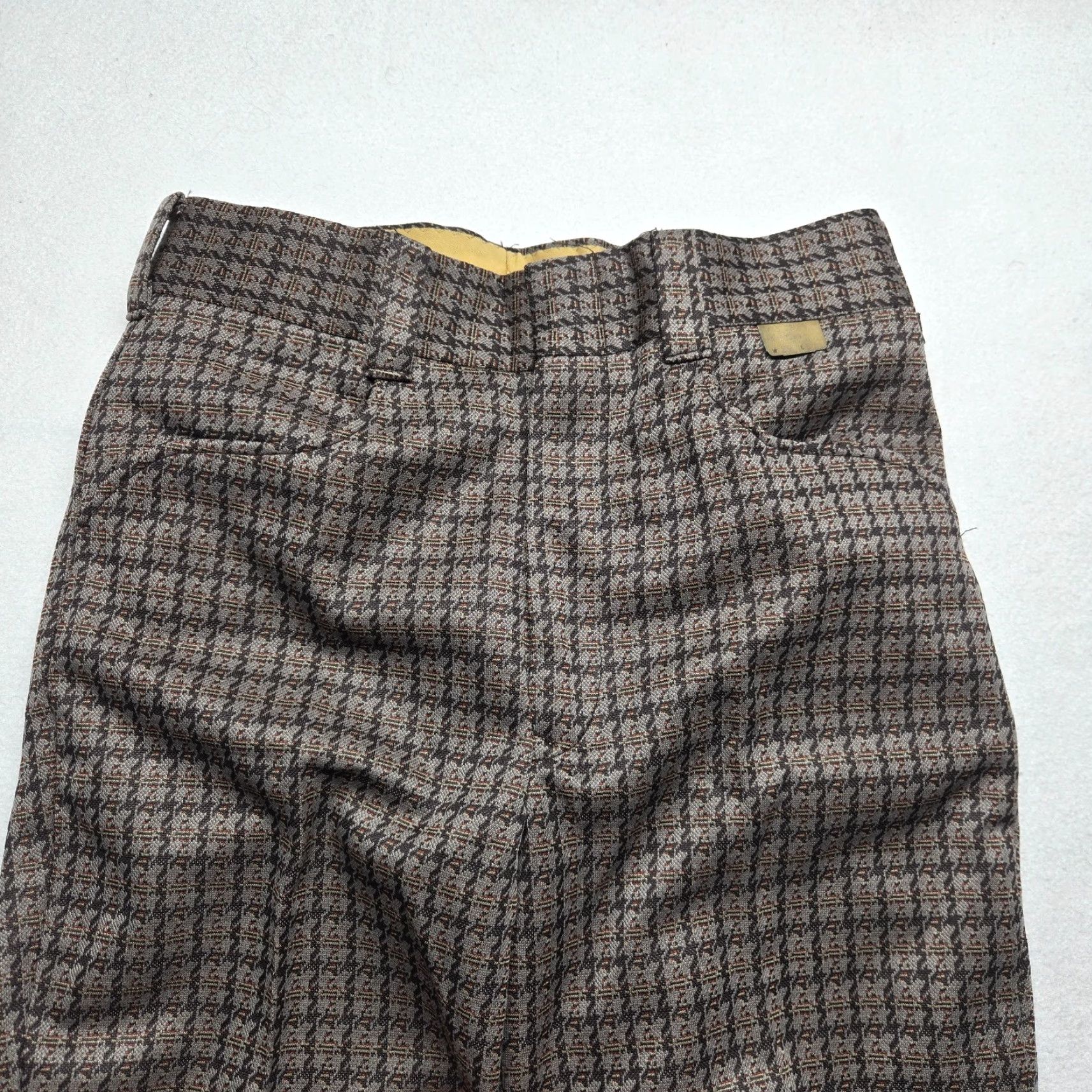 Wrangler VINTAGE Mr. Wrangler Brown Knit Flare Cuffed Plaid Pants Men's 29 x 30 Size US 29 - 3 Thumbnail