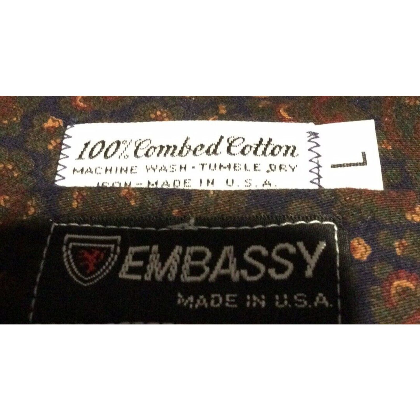 Other Embassy Men's Paisley 100% Combed Cotton Bath Robe Size L Size ONE SIZE - 12 Thumbnail