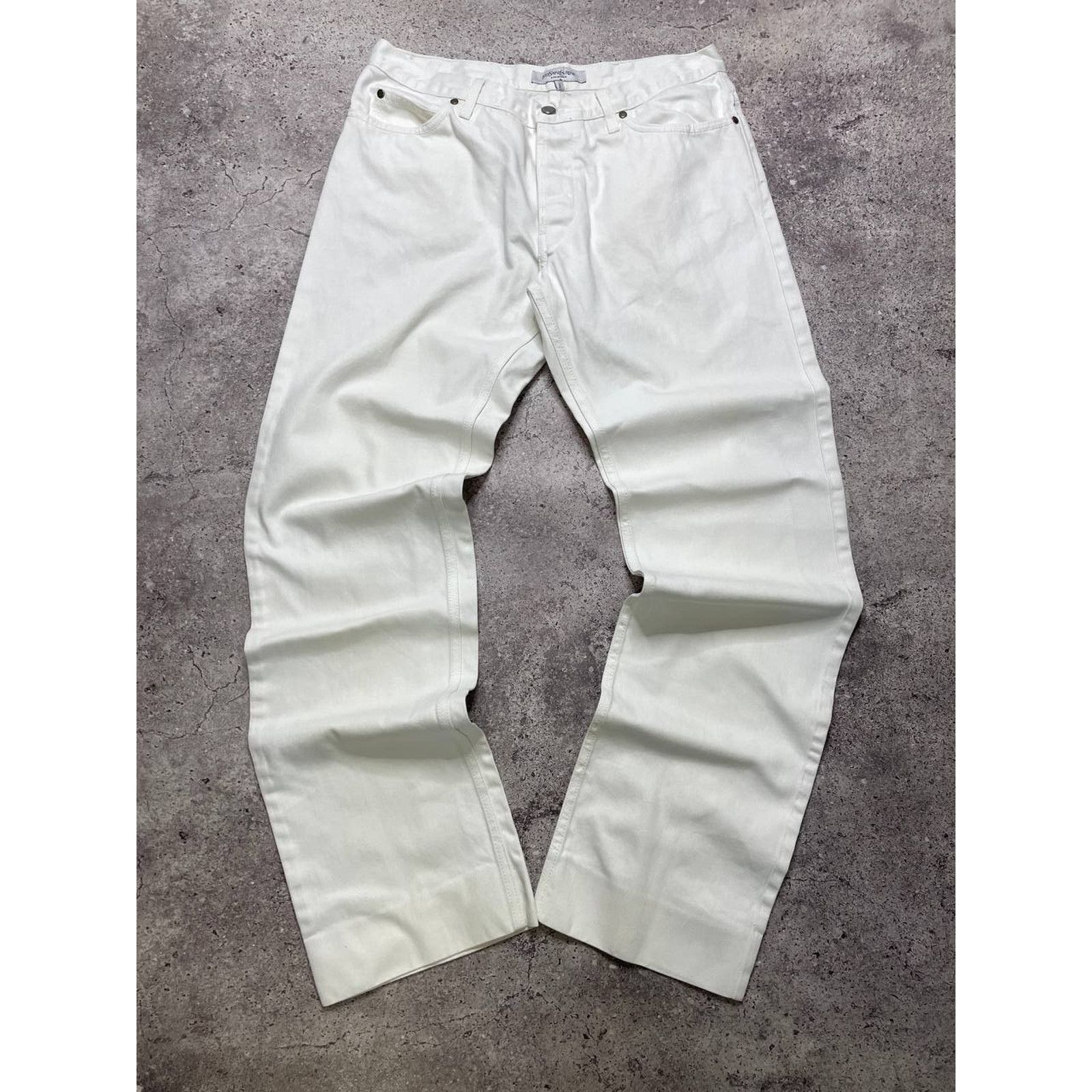 Yves Saint Laurent Vintage Yves Saint Laurent White Jeans Size XL Cotton Pants Size 34" / US 12 / IT 48 - 3 Thumbnail