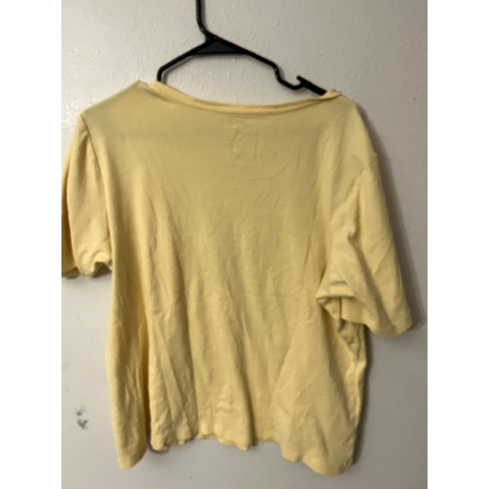 Vintage Chico's T-Shirt Women's 3 Yellow Round Neck Short Sleeve Solid Cotton Tee Size XS / US 0-2 / IT 36-38 - 2 Thumbnail