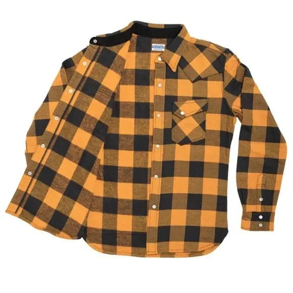 Japanese Brand × The Flat Head Flat Head Block Check Western Flannel Shirt - Orange/Black Size US XXL / EU 58 / 5 - 3 Thumbnail