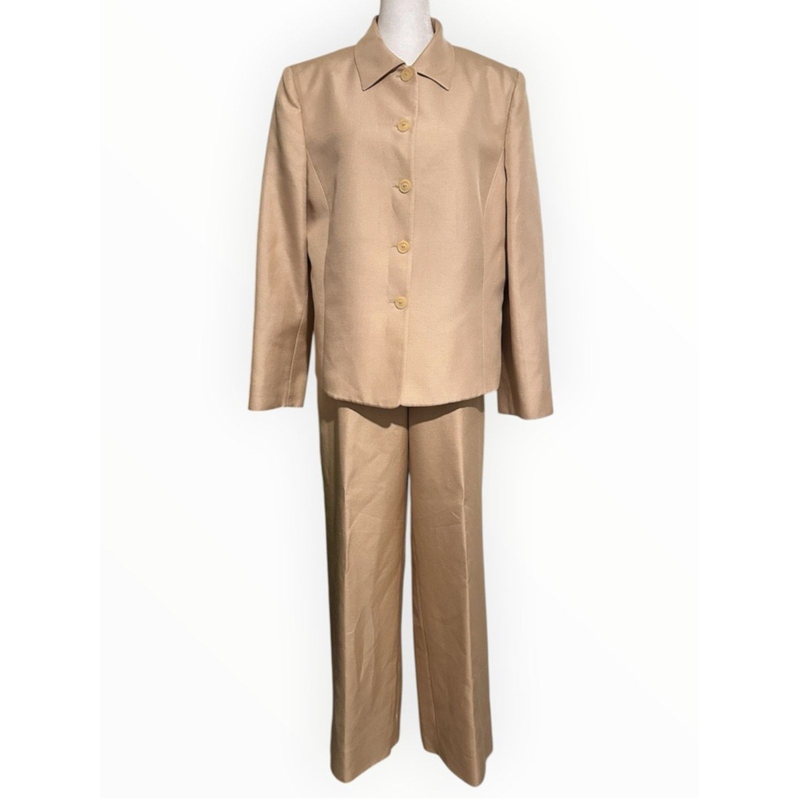 Salvatore Ferragamo SALVATORE FERRAGAMO Vintage 90’s Silk Pantsuit Tan 14 Size XL / US 12-14 / IT 48-50 - 2 Thumbnail