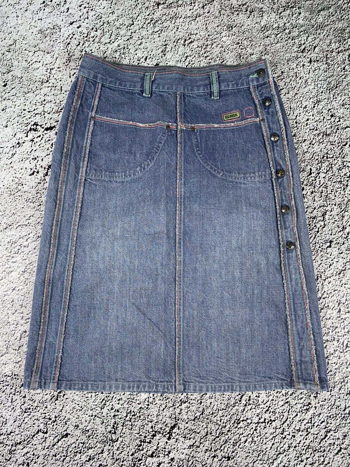 Diesel Vintage Y2K Diesel patchwork button midi skirt size 26 Size 26" / US 2 / IT 38 - 1 Thumbnail