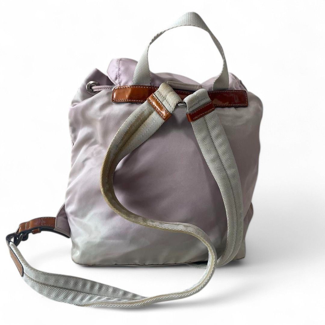 Prada Prada - Pink Leather Nylon Rucksack Backpack Triangle Logo Size ONE SIZE - 4 Thumbnail